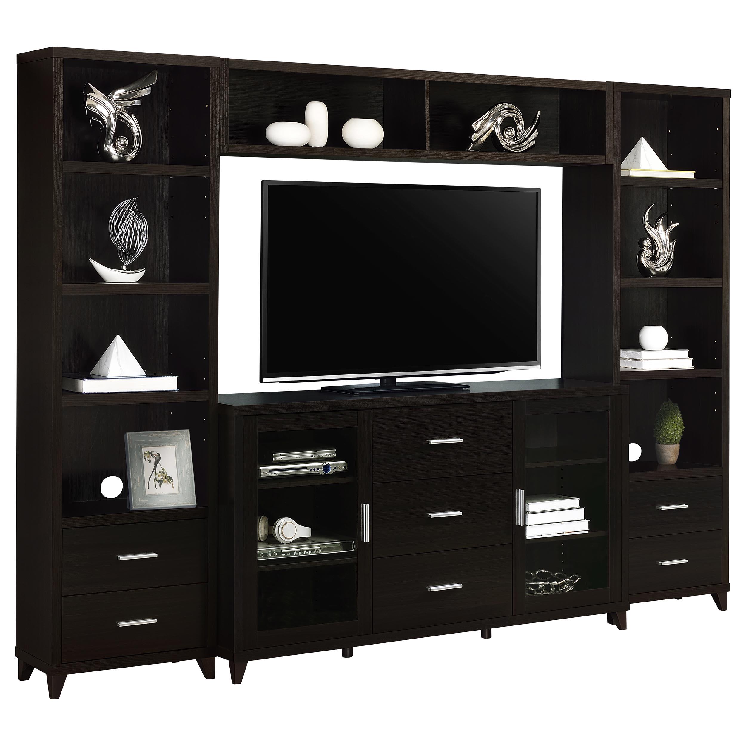 Coaster Furniture Lewes 700881-S4 4 pc Entertainment Center - Cappuccino - Image 2