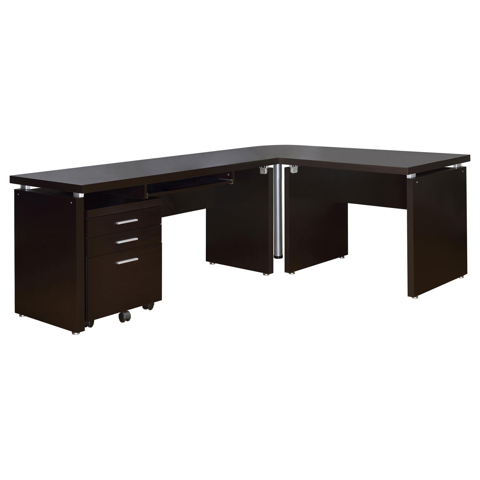 Coaster Furniture Skylar 800891-S4 2-Piece Home Office Set L-Shape Desk With File Cabinet - Cappuccino - Image 1