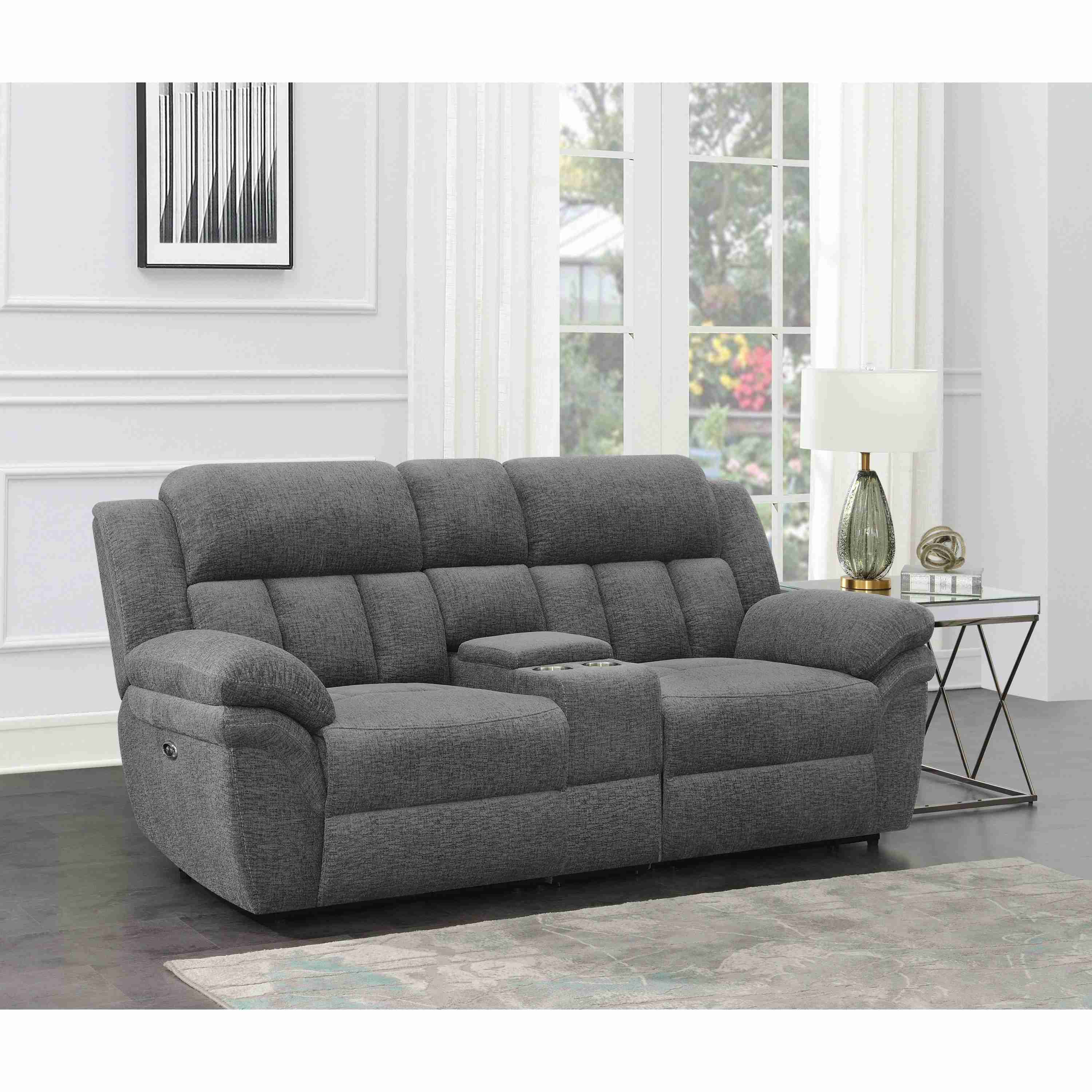Coaster Furniture Bahrain 609542P Upholstered Power Loveseat - Charcoal - Image 1