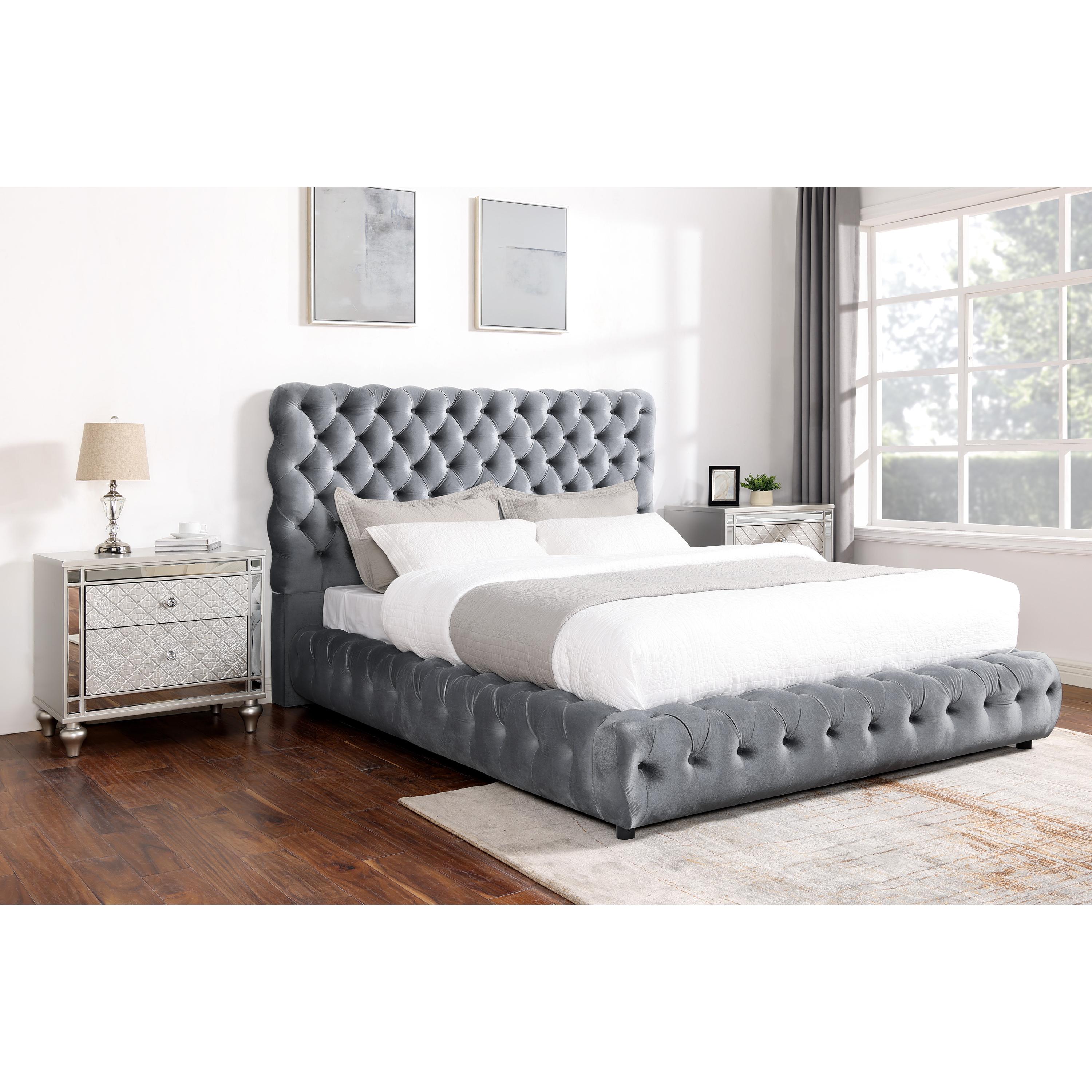 Crown Mark Flory 5112GY-K King Bed - Grey - Image 2