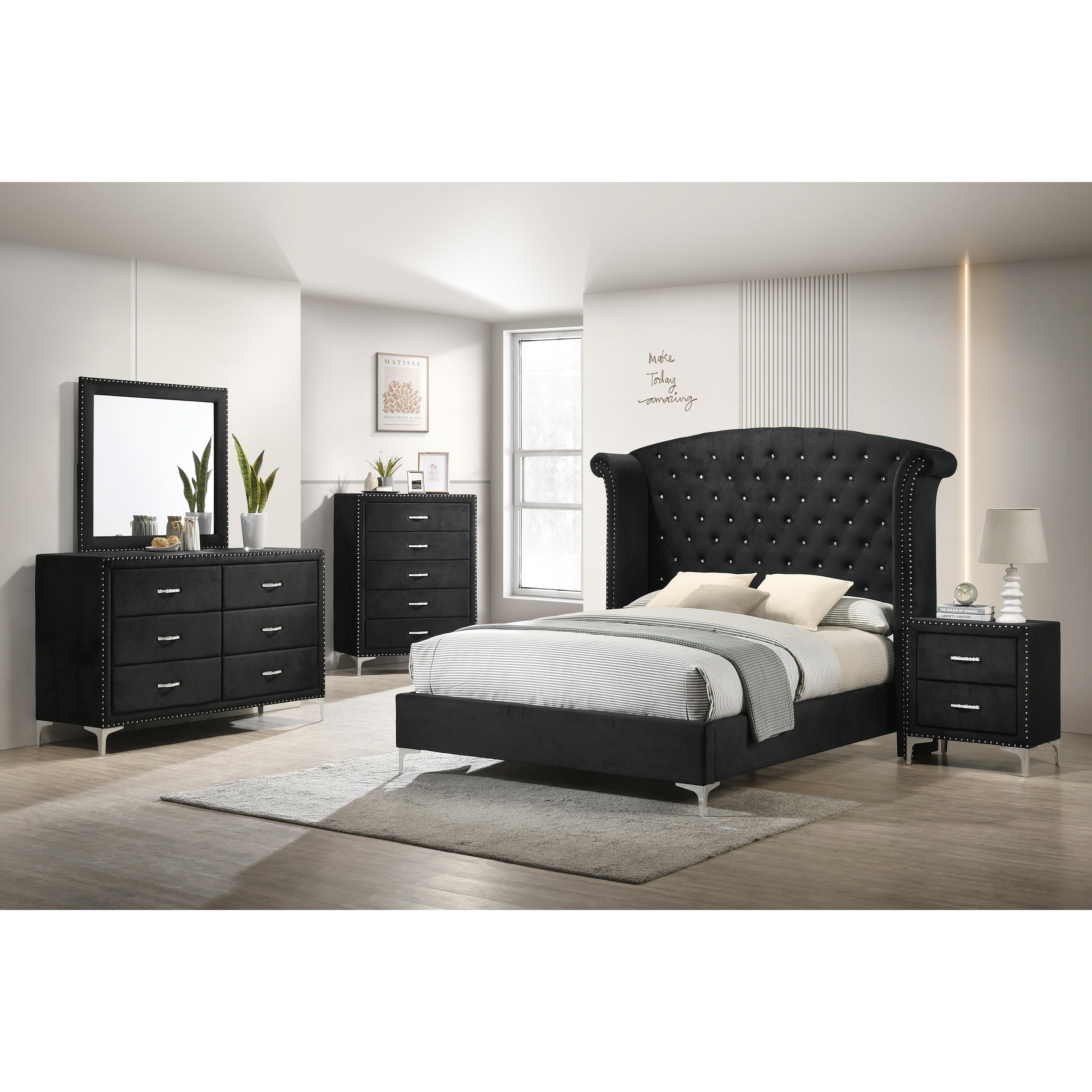 Crown Mark Lucinda B9265-11 Dresser Mirror - Black - Image 2