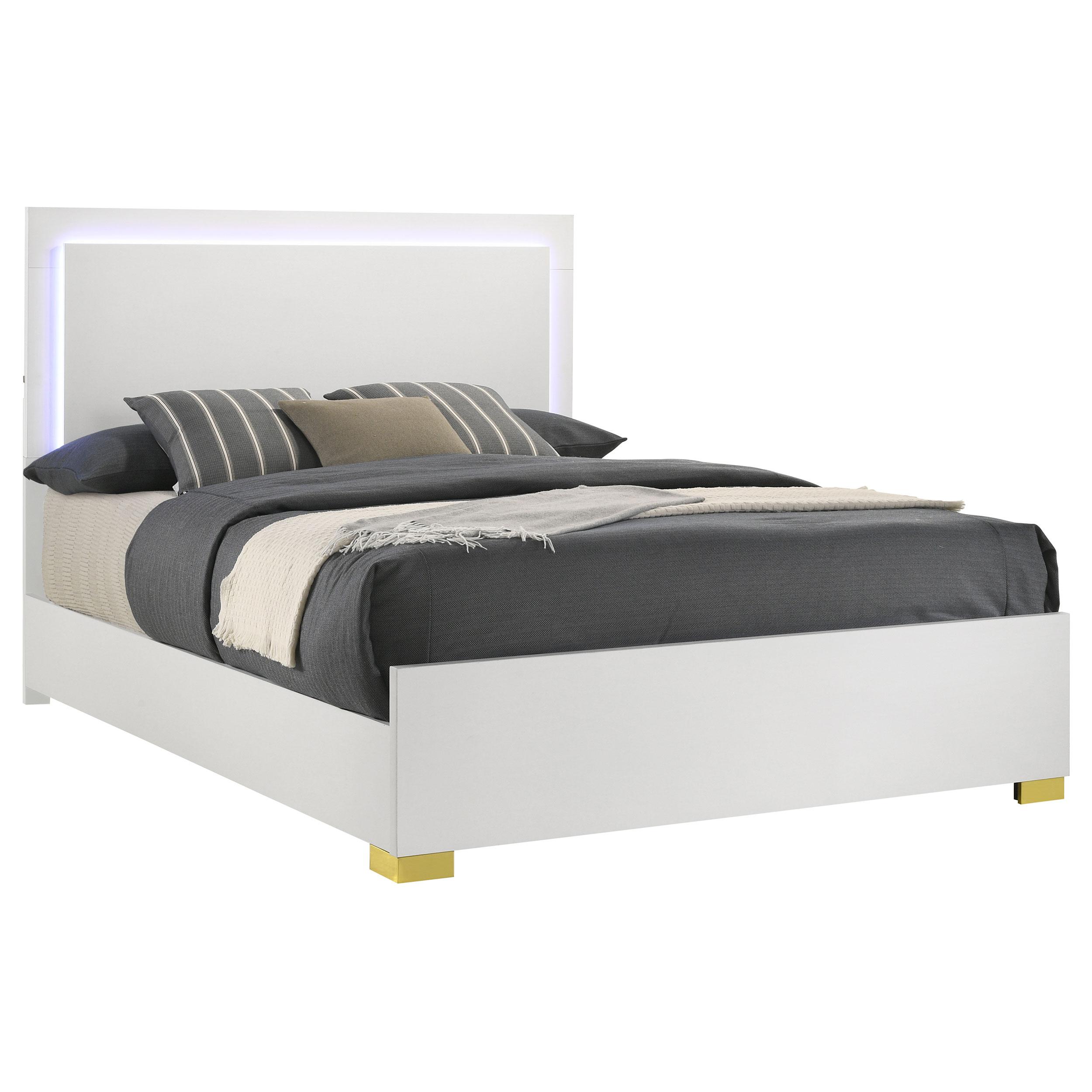 Coaster Furniture Marceline 222931Q Wood Queen LED Panel Bed - White - Image 1