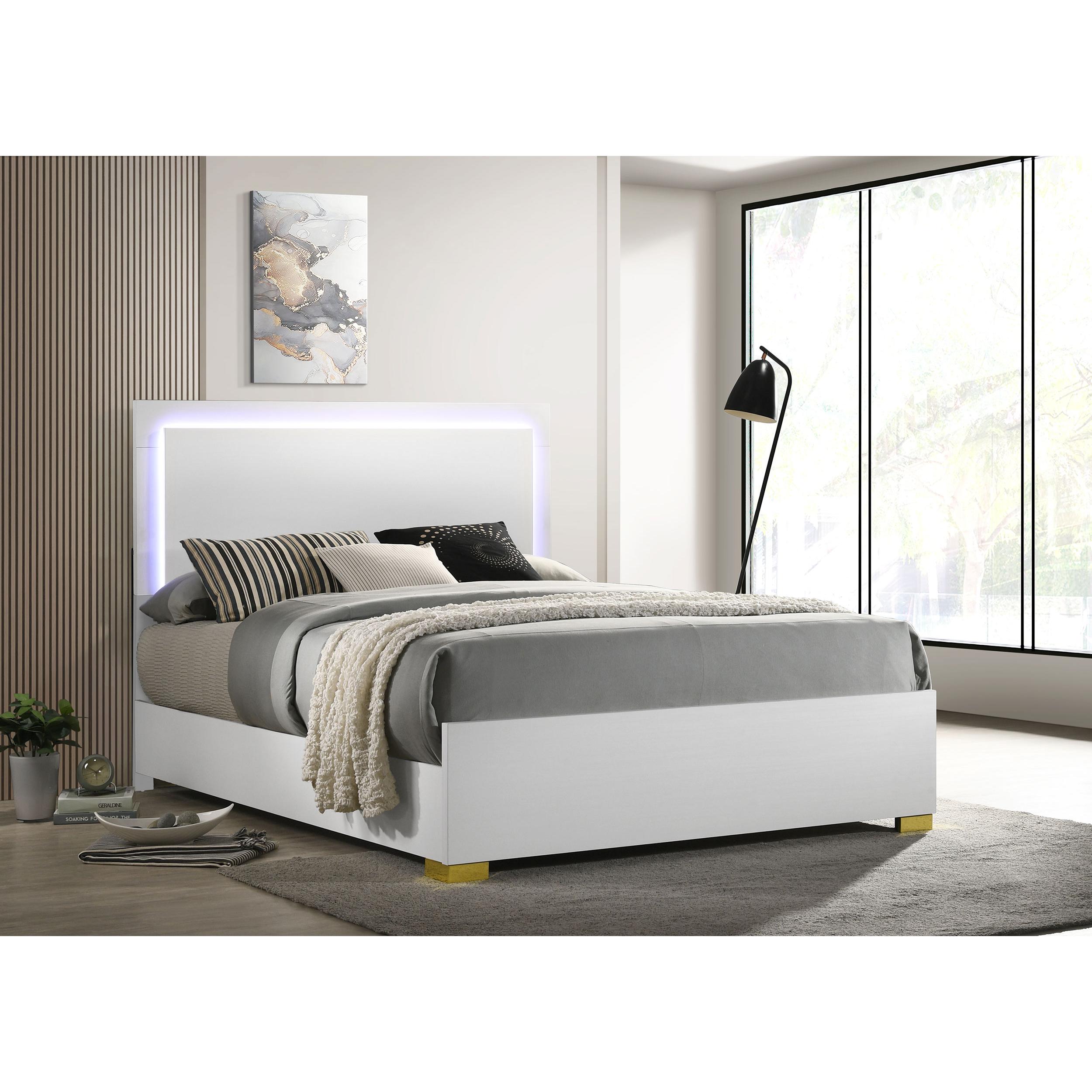 Coaster Furniture Marceline 222931Q Wood Queen LED Panel Bed - White - Image 2