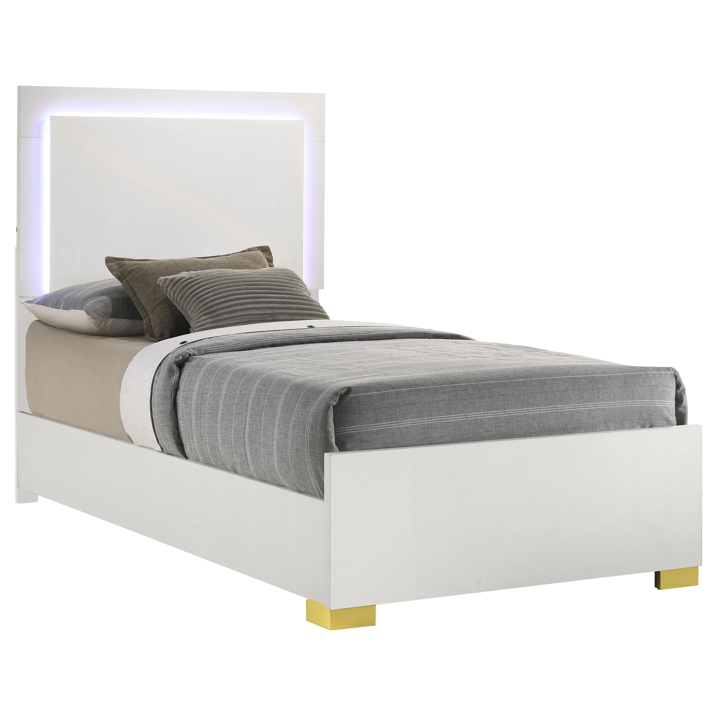 Coaster Furniture Marceline 222931T Wood Twin LED Panel Bed - White - Image 1