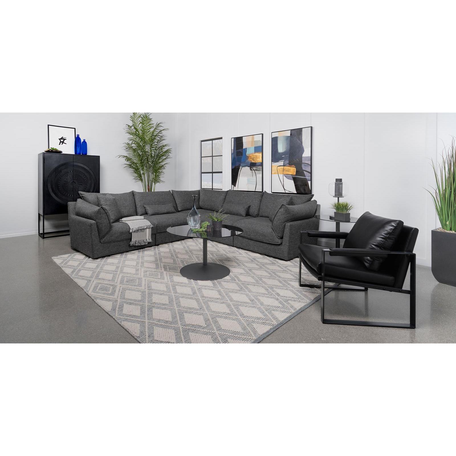 Coaster Furniture Sasha 551681-SETA 5 pc Upholstered Modular Sectional Sofa - Barely Black - Image 2