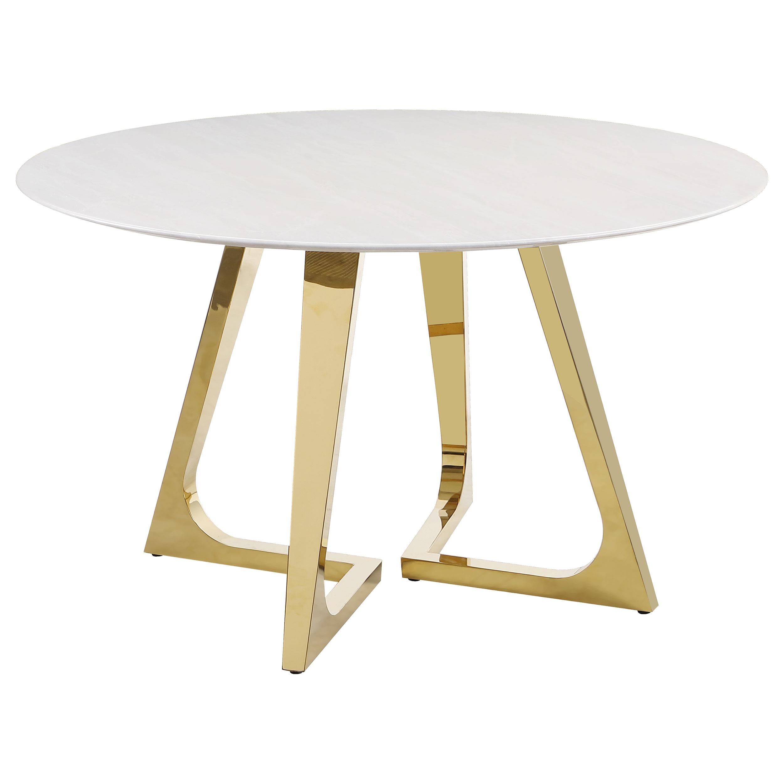 Coaster Furniture Gwynn 107171 Round 51-inch Marble Stainless Steel Dining Table - Gold - Image 1