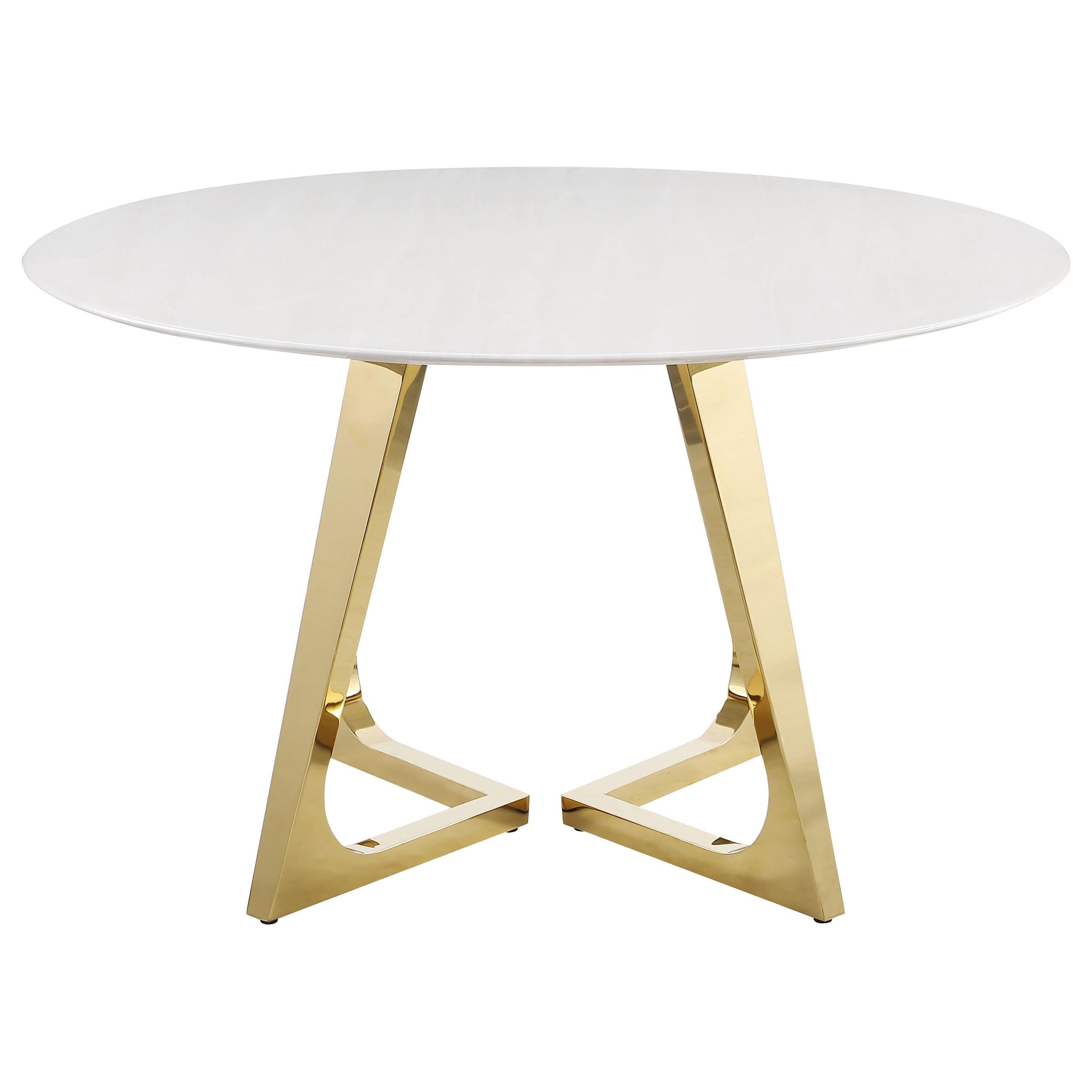 Coaster Furniture Gwynn 107171 Round 51-inch Marble Stainless Steel Dining Table - Gold - Image 2