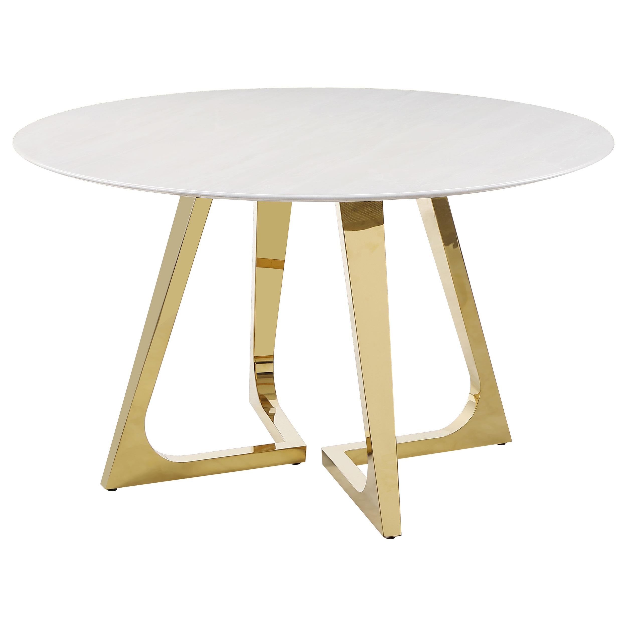 Coaster Furniture Gwynn 107171 Round 51-inch Marble Stainless Steel Dining Table - Gold - Image 3