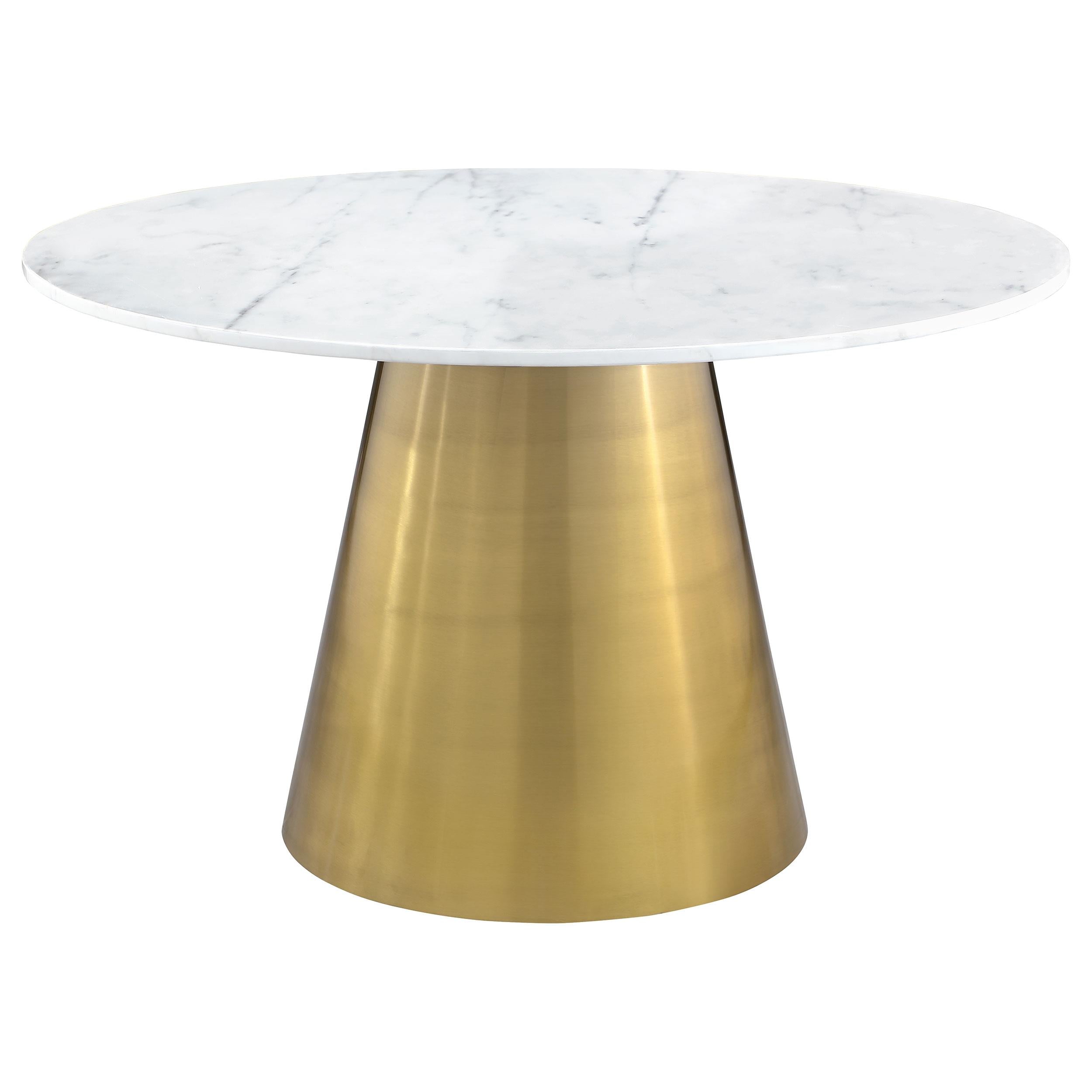 Coaster Furniture Ambrose 107600 Round 50-inch Marble Top Dining Table - Brushed Gold - Image 1