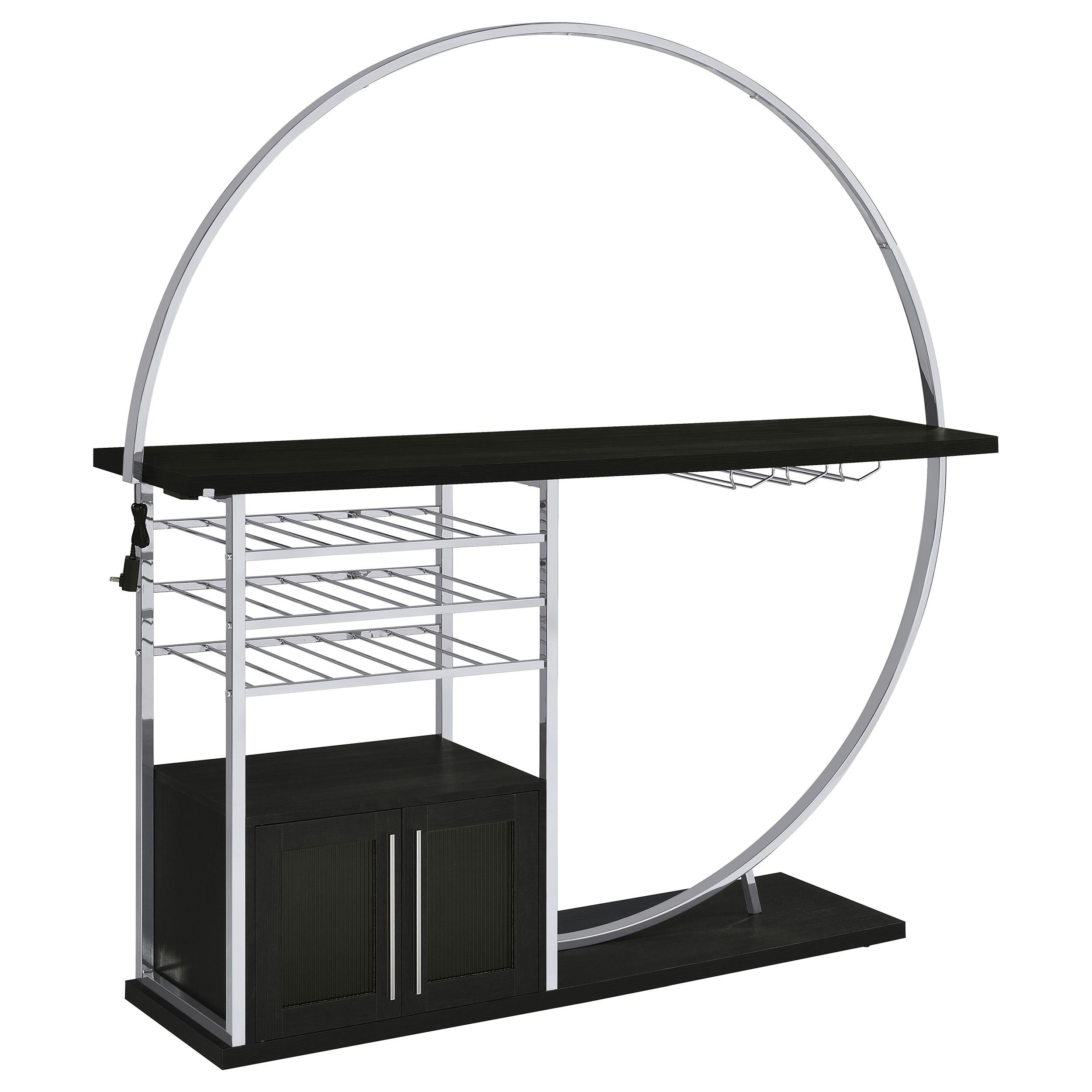 Coaster Furniture Risley 182799 2-door Circular LED Home Bar Cabinet – Dark Charcoal