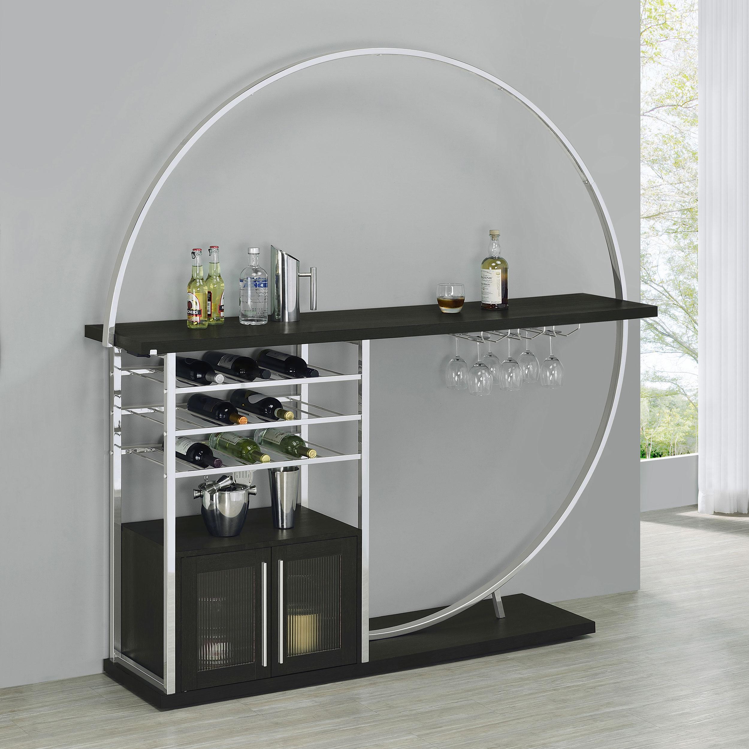 Coaster Furniture Risley 182799 2-door Circular LED Home Bar Cabinet - Dark Charcoal - Image 2