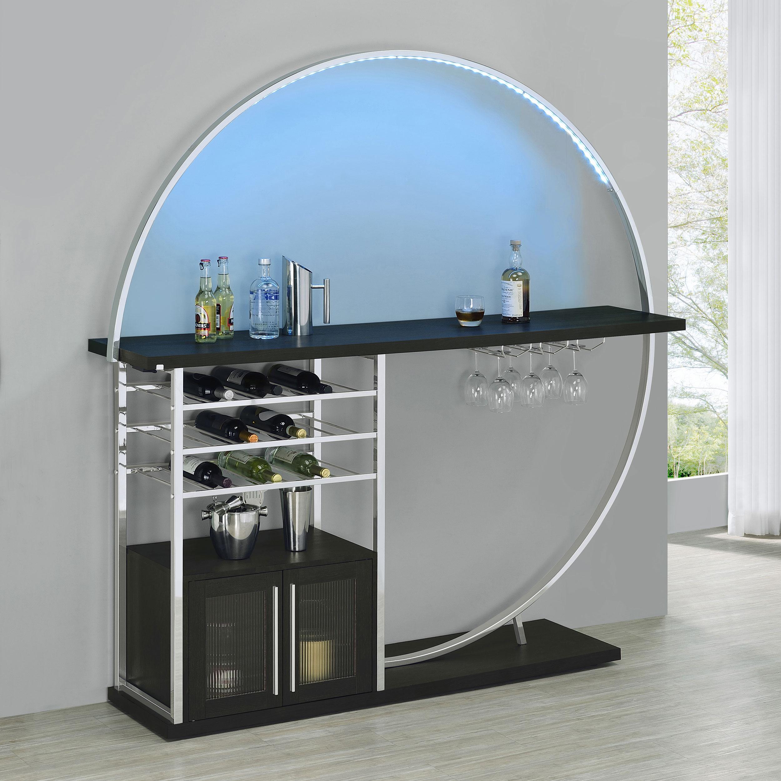 Coaster Furniture Risley 182799 2-door Circular LED Home Bar Cabinet - Dark Charcoal - Image 3