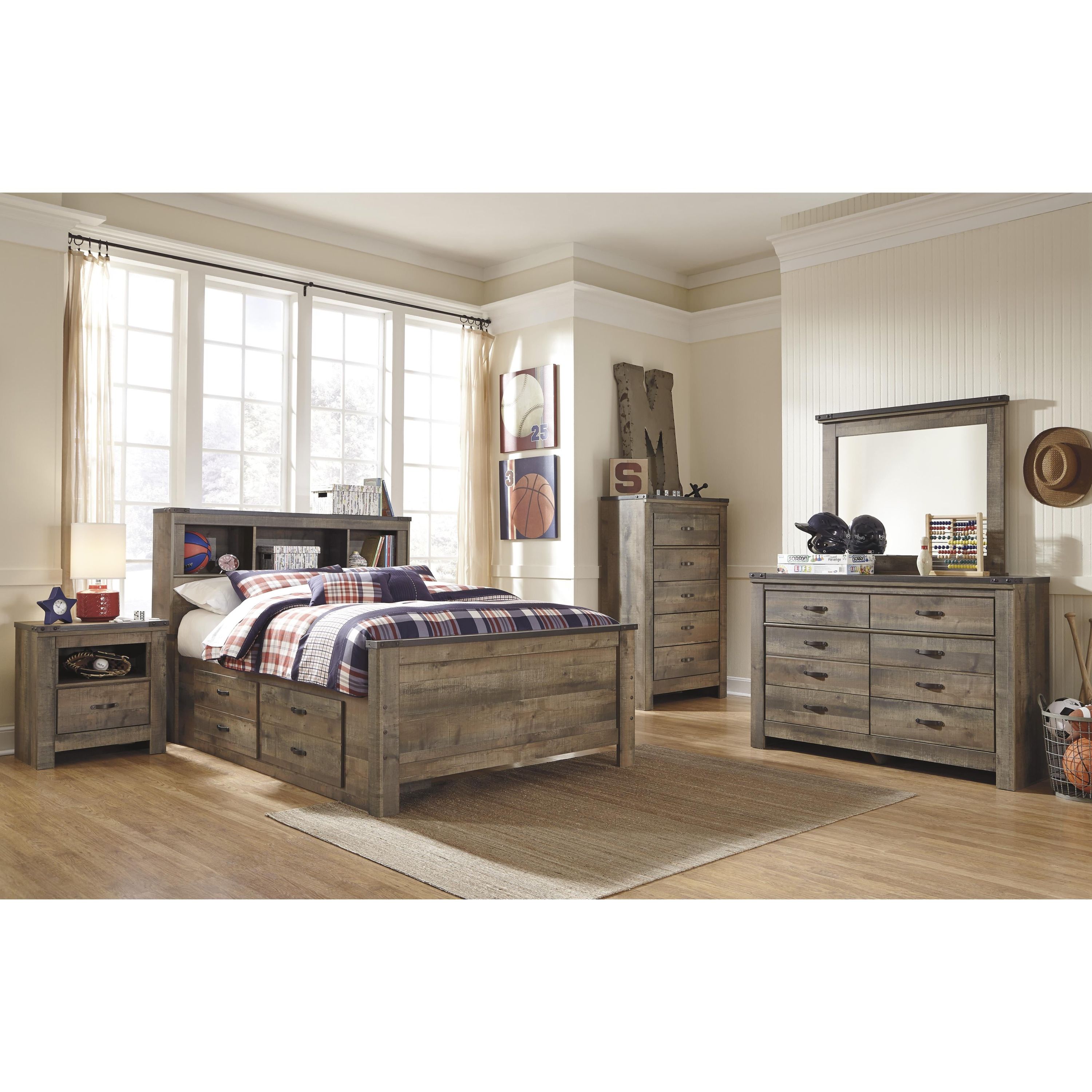 Signature Design by Ashley Trinell B446B79 Full Bookcase Bed with 2 Sided Storage - Image 3
