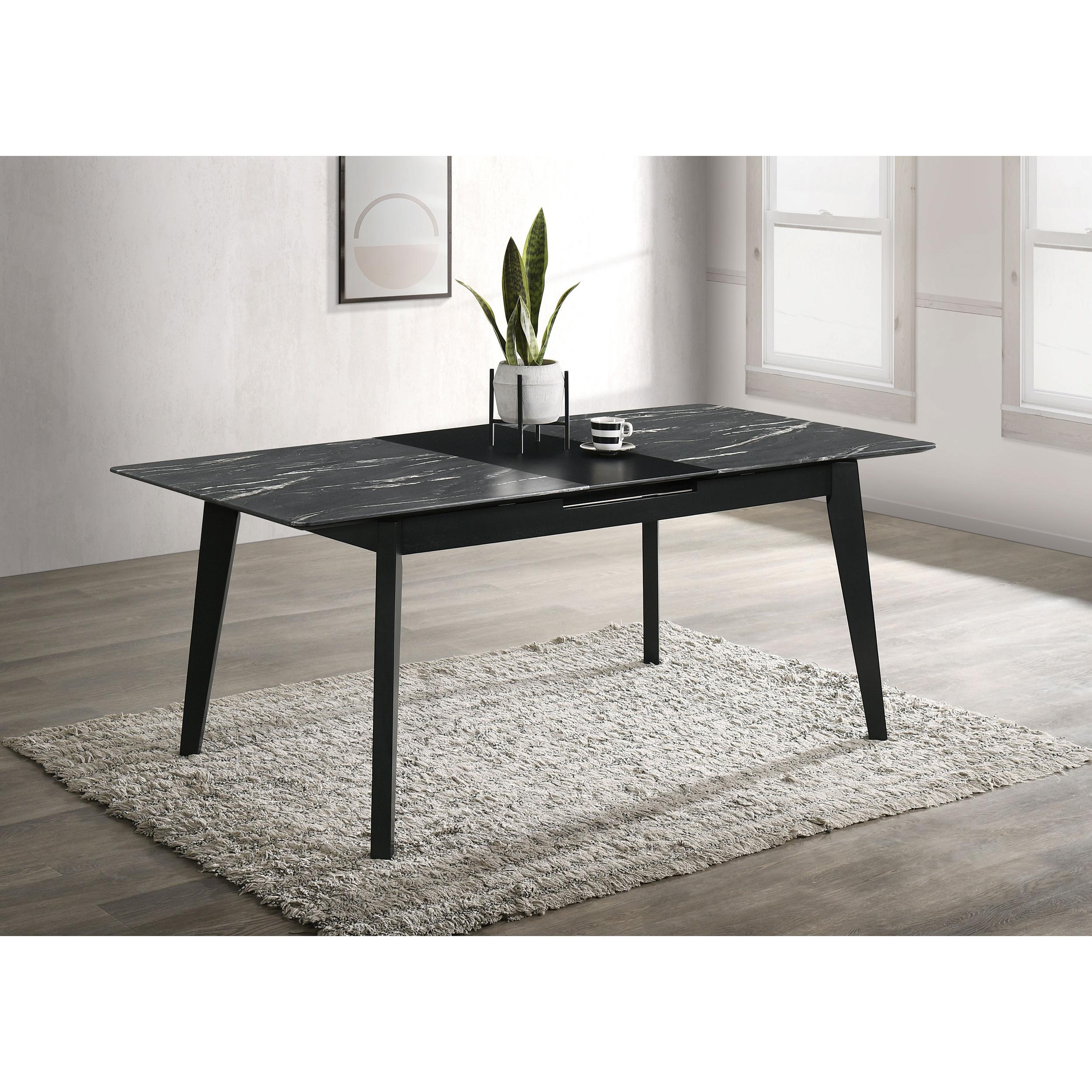 Coaster Furniture Crestmont 121251 78-inch Extension Dining Table - Black Faux Marble - Image 2