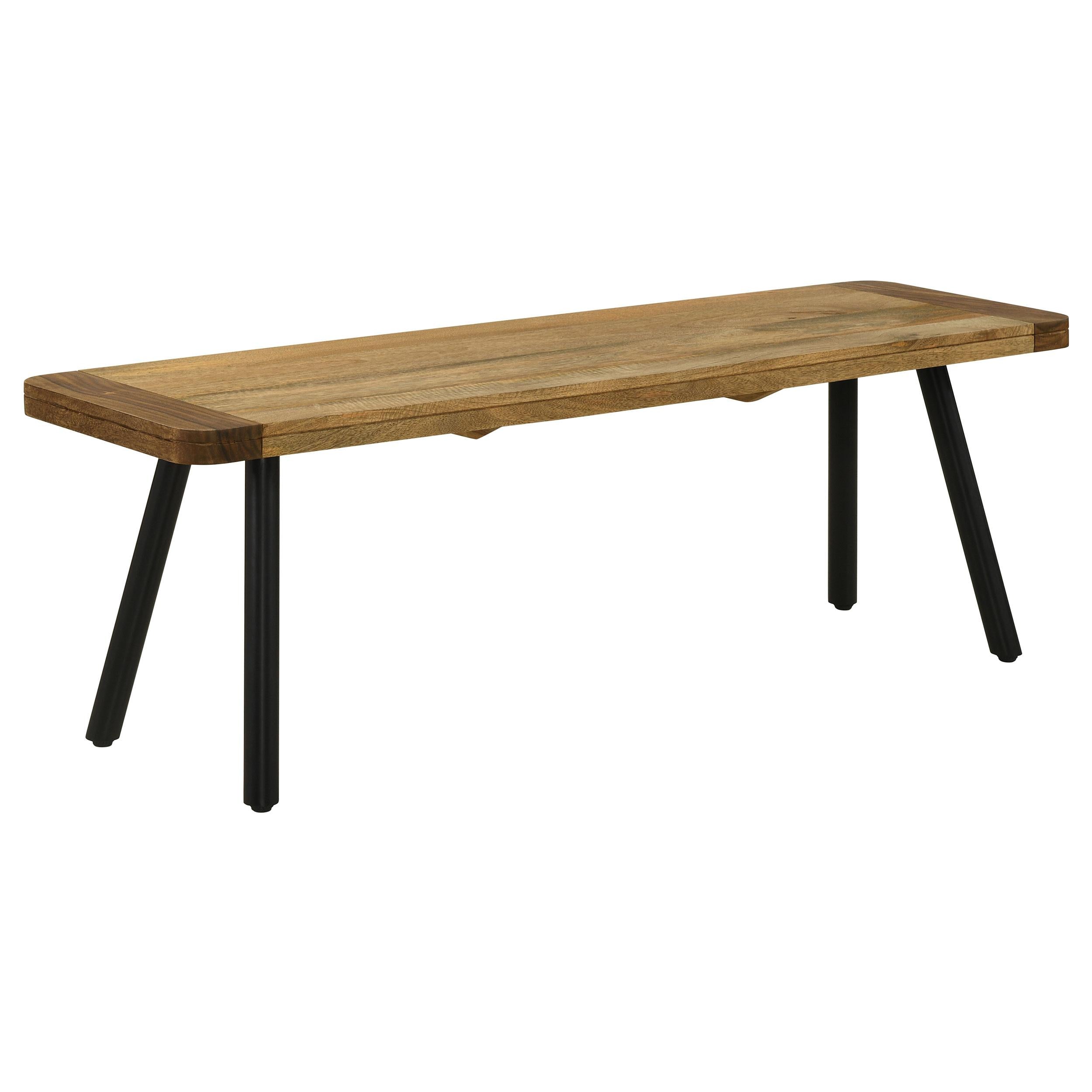 Coaster Furniture Maverick 123043 Wood Dining Bench - Natural Mango and Black - Image 1