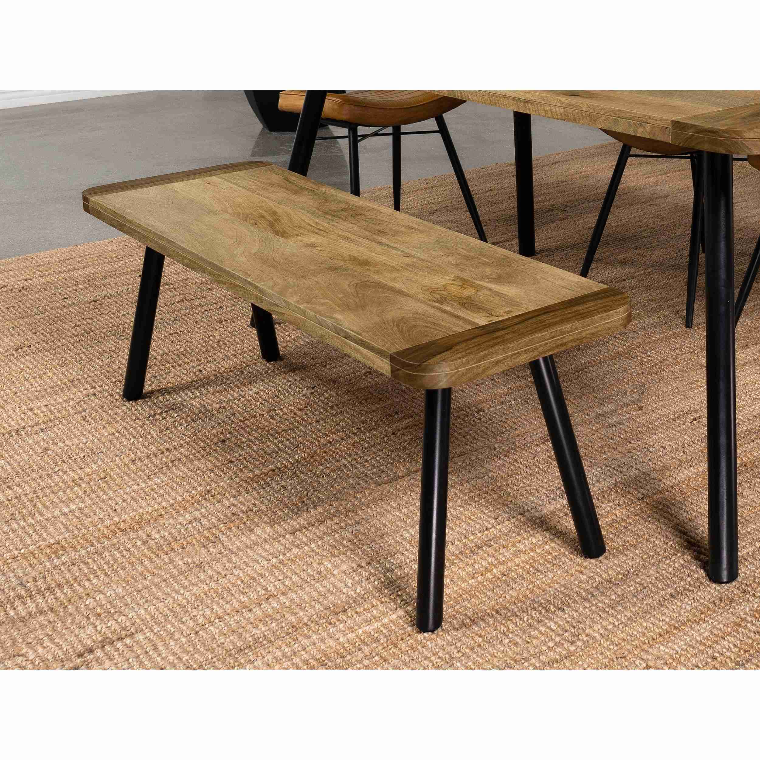 Coaster Furniture Maverick 123043 Wood Dining Bench - Natural Mango and Black - Image 2
