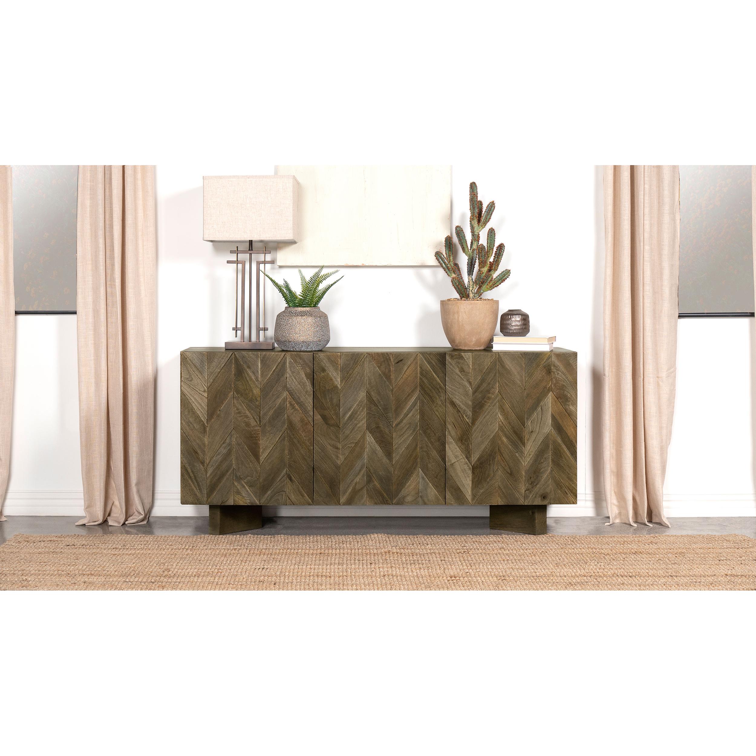 Coaster Furniture Tyler 130515 3-door Solid Wood Sideboard Buffet Cabinet - Mango Brown - Image 2