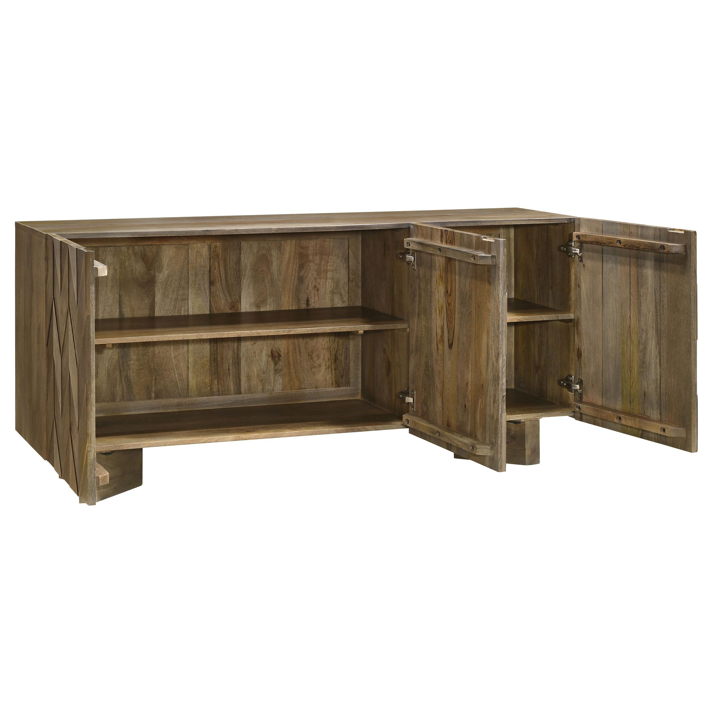 Coaster Furniture Tyler 130515 3-door Solid Wood Sideboard Buffet Cabinet - Mango Brown - Image 3