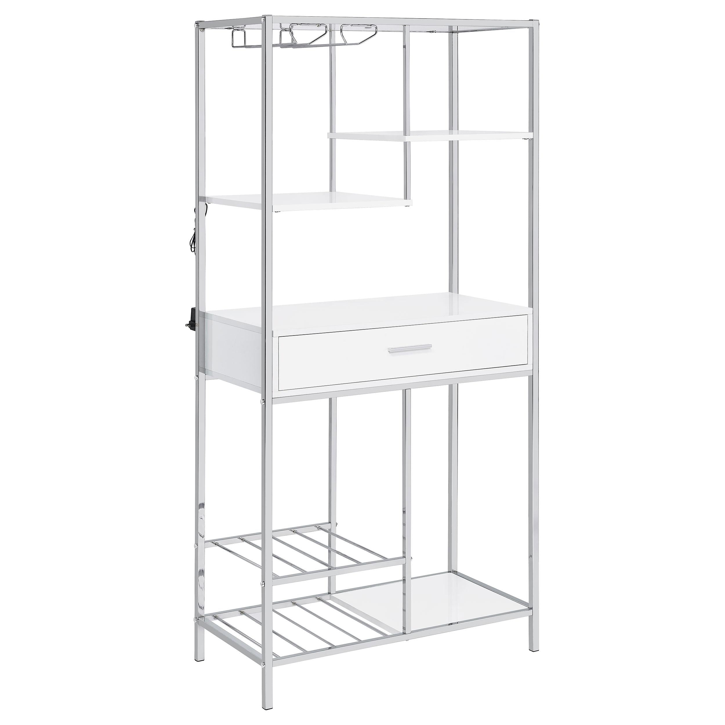 Coaster Furniture Figueroa 182034 5-shelf LED Wine Storage Bar Cabinet - White High Gloss - Image 2