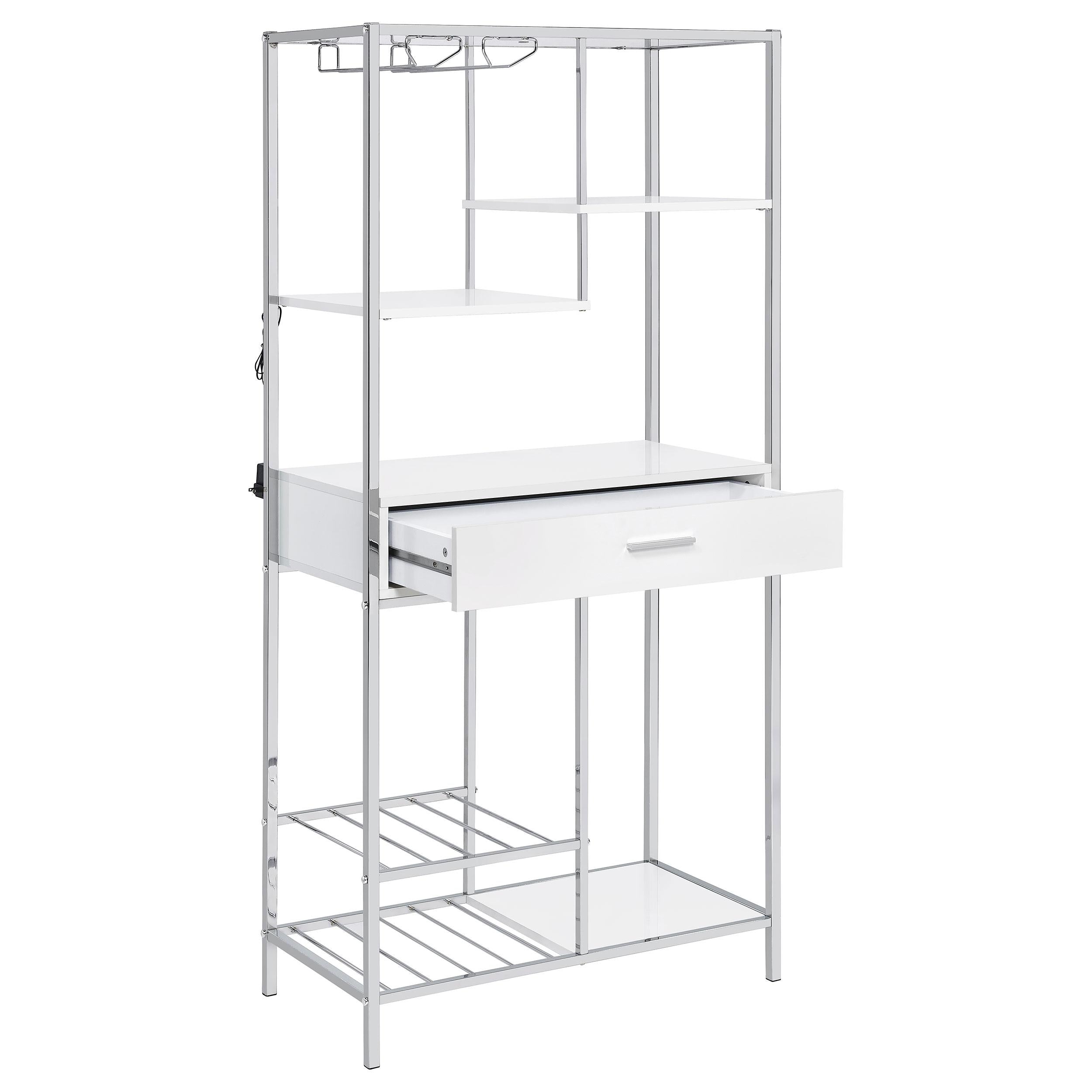 Coaster Furniture Figueroa 182034 5-shelf LED Wine Storage Bar Cabinet - White High Gloss - Image 3