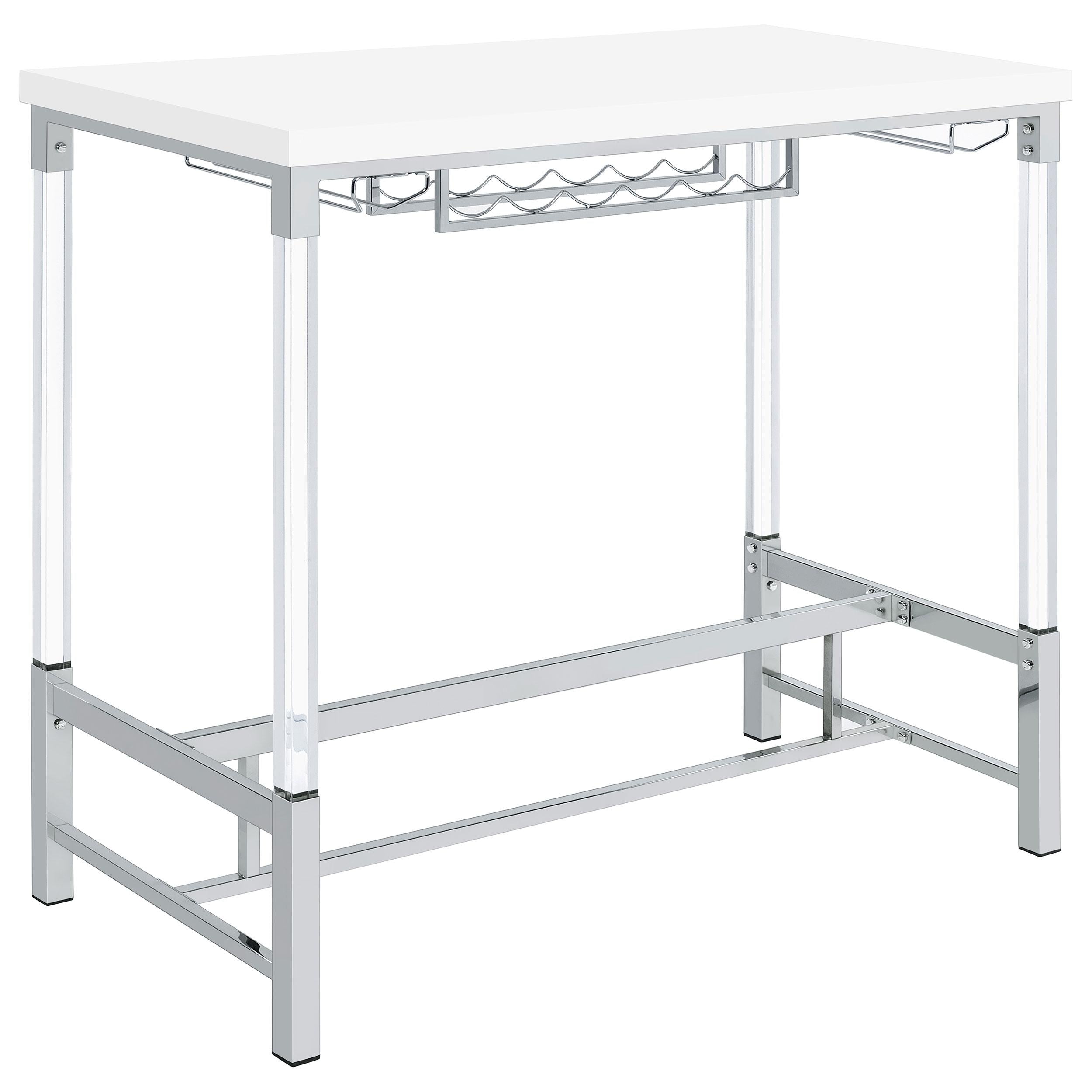 Coaster Furniture Norcrest 182101 47-inch Acrylic Leg Bar Table – White High Gloss