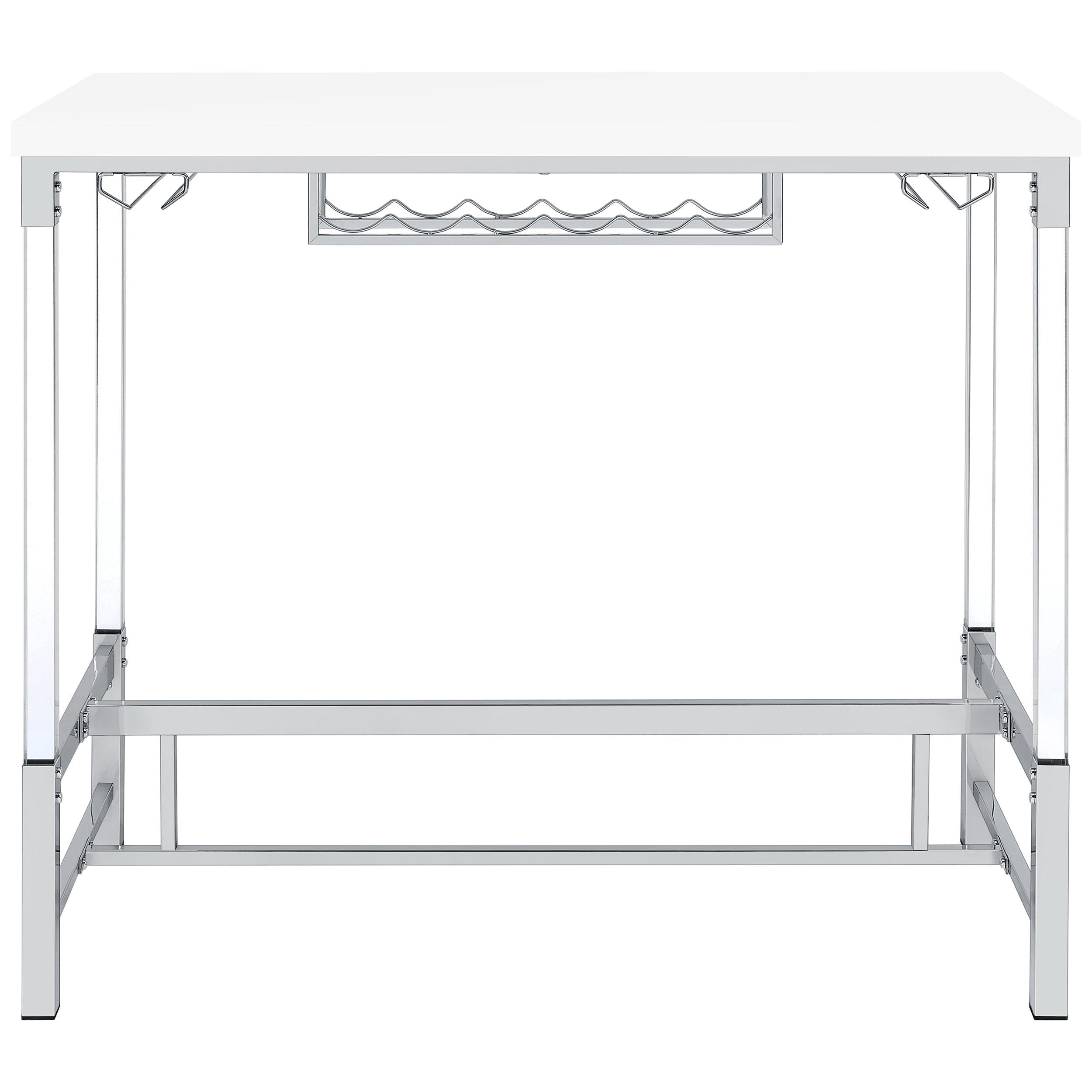Coaster Furniture Norcrest 182101 47-inch Acrylic Leg Bar Table - White High Gloss - Image 3