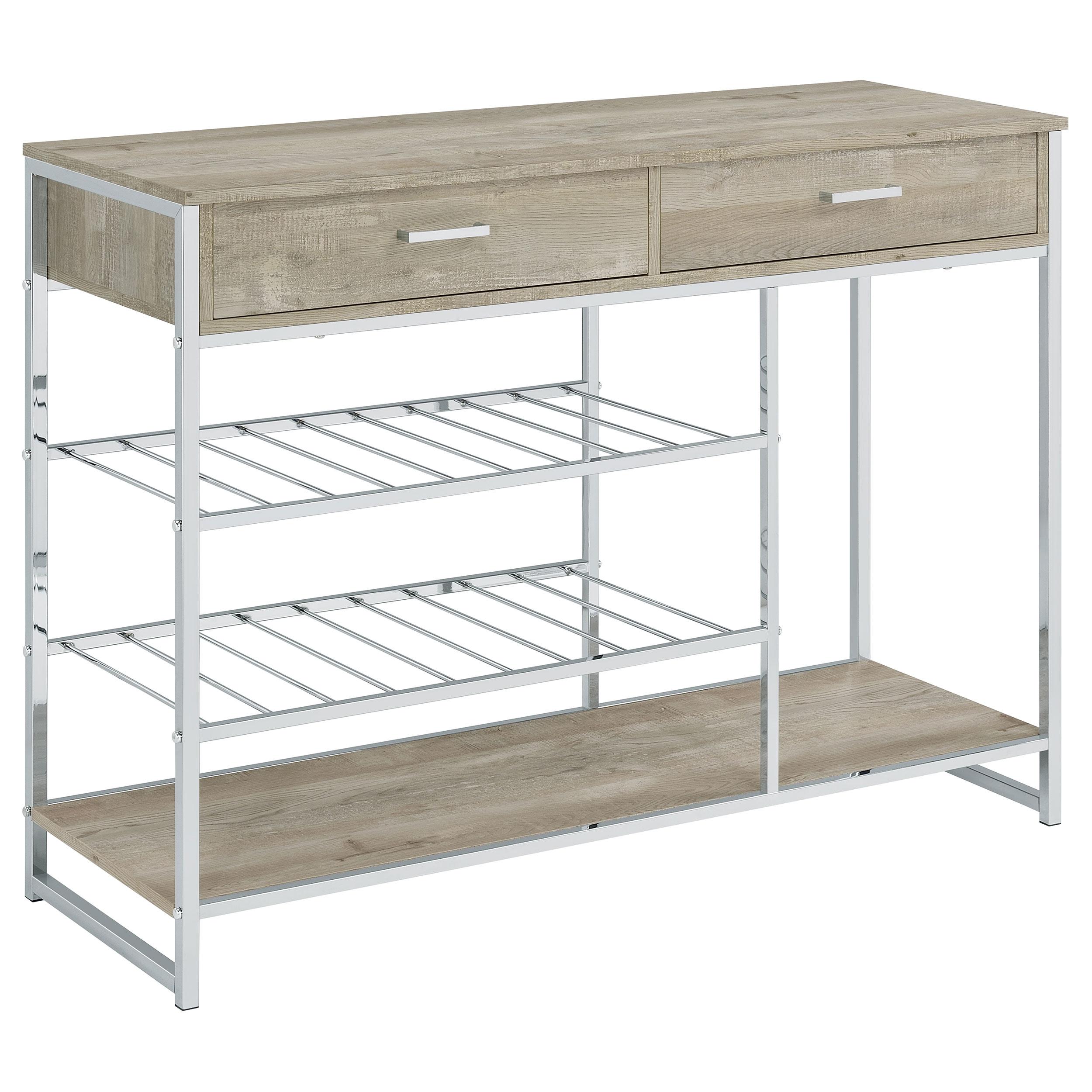 Coaster Furniture Melrose 182275 2-Drawer Home Bar Storage with Wine Rack – Grey
