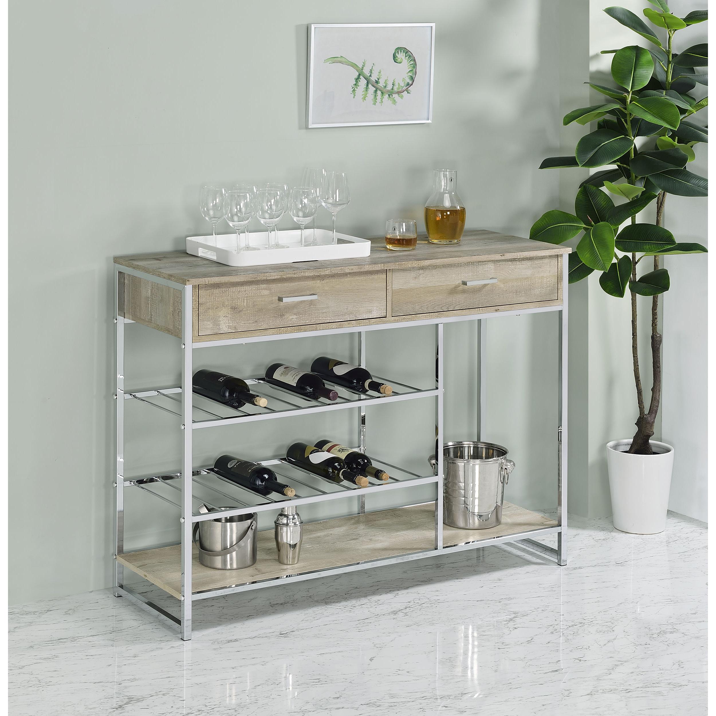 Coaster Furniture Melrose 182275 2-Drawer Home Bar Storage with Wine Rack - Grey - Image 2