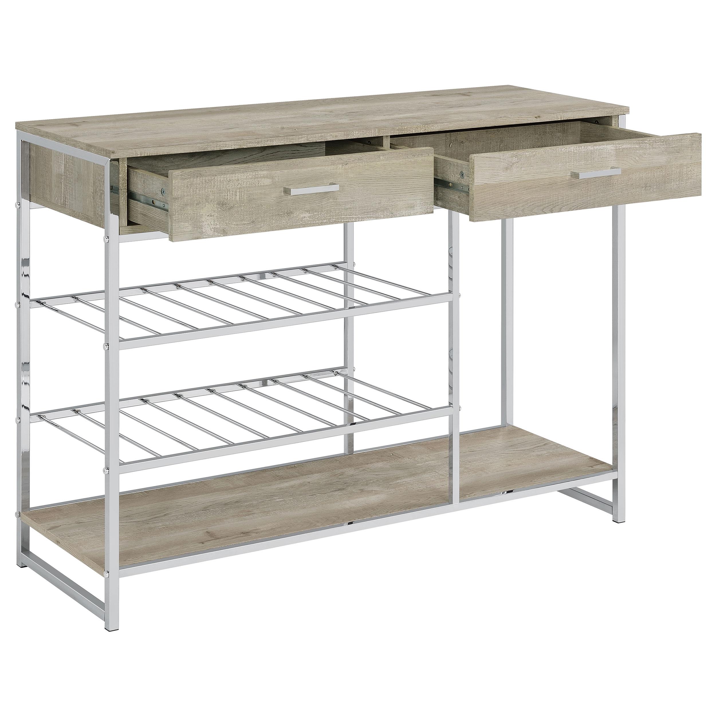 Coaster Furniture Melrose 182275 2-Drawer Home Bar Storage with Wine Rack - Grey - Image 3