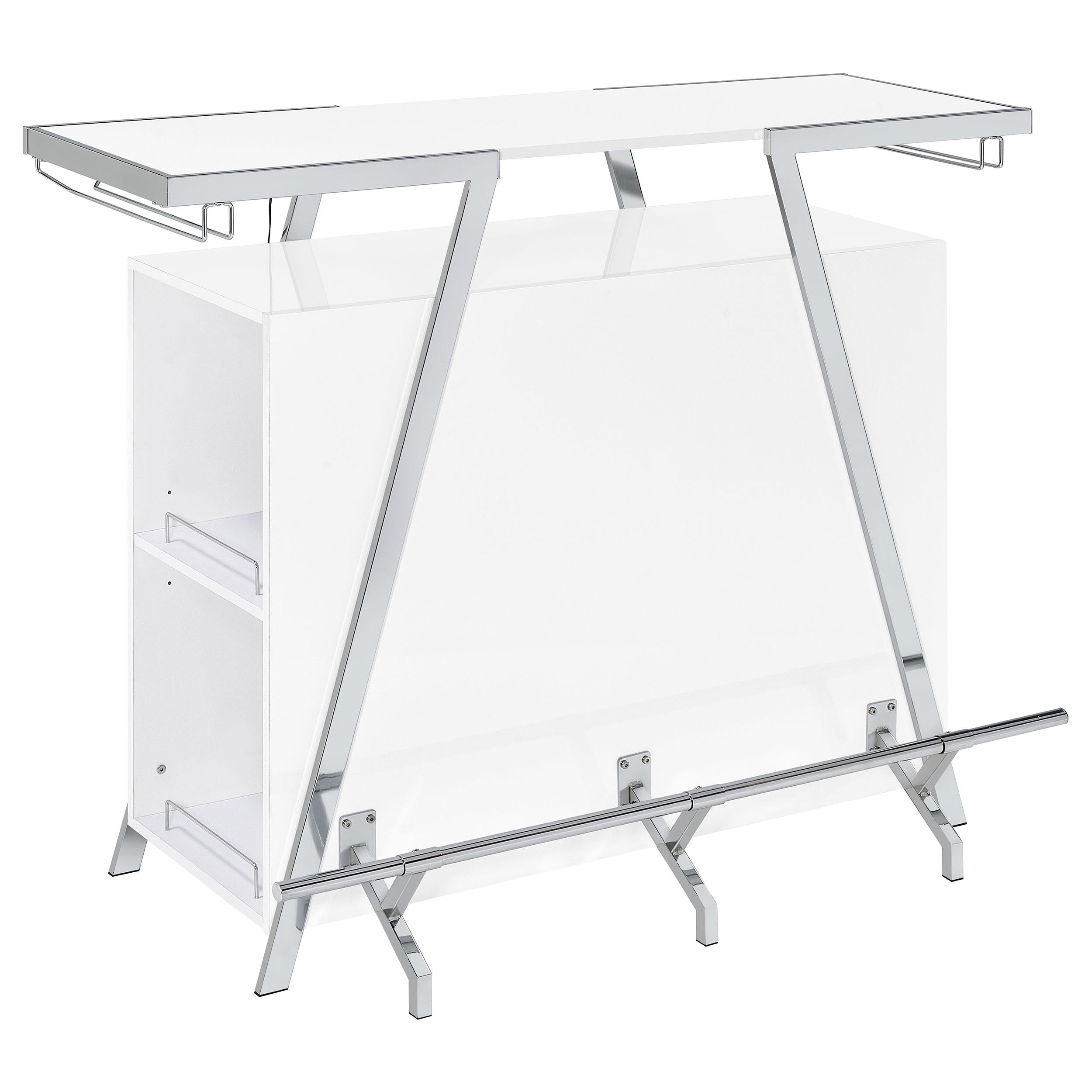 Coaster Furniture Araceli 182355 Freestanding LED Home Bar Cabinet – White High Gloss