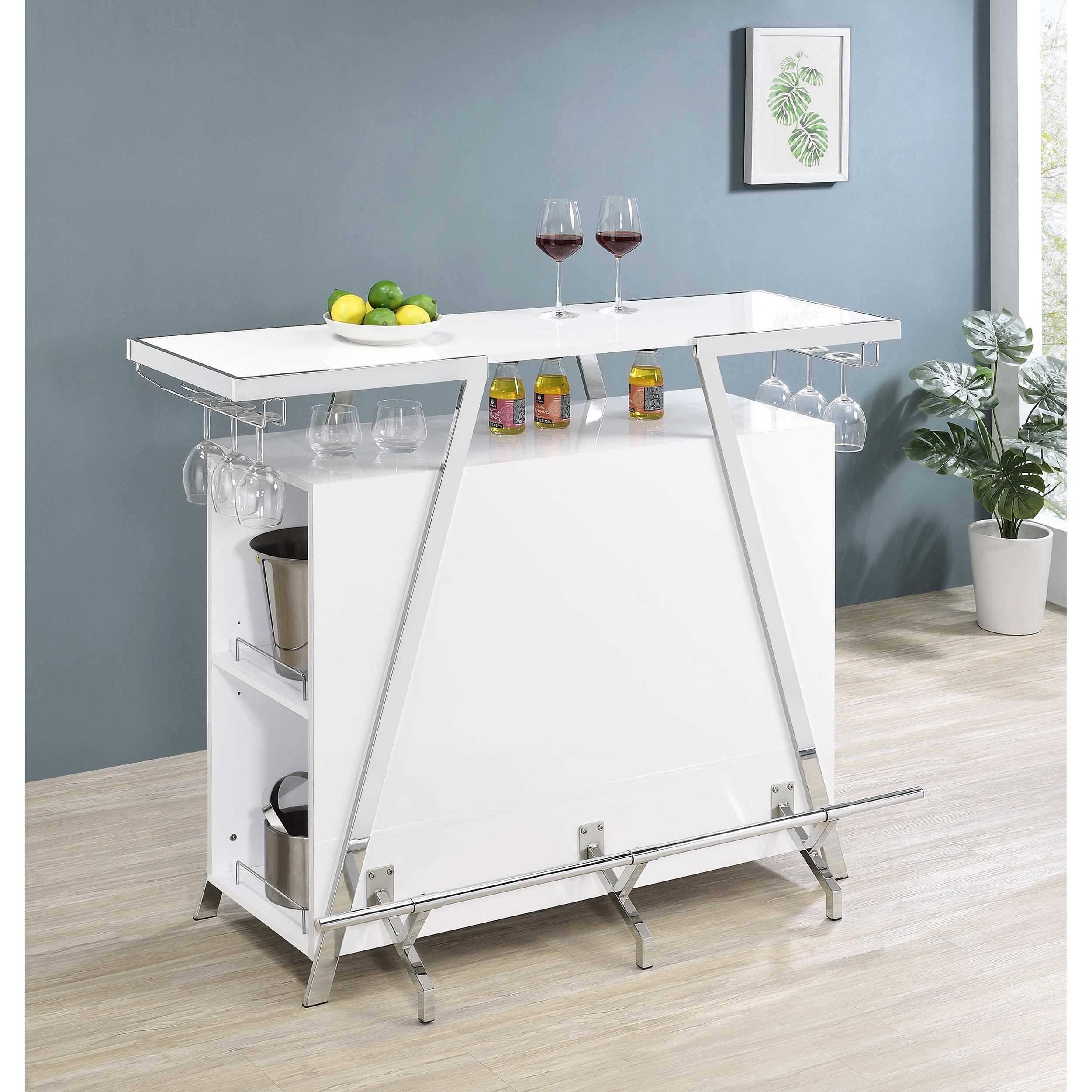 Coaster Furniture Araceli 182355 Freestanding LED Home Bar Cabinet - White High Gloss - Image 2