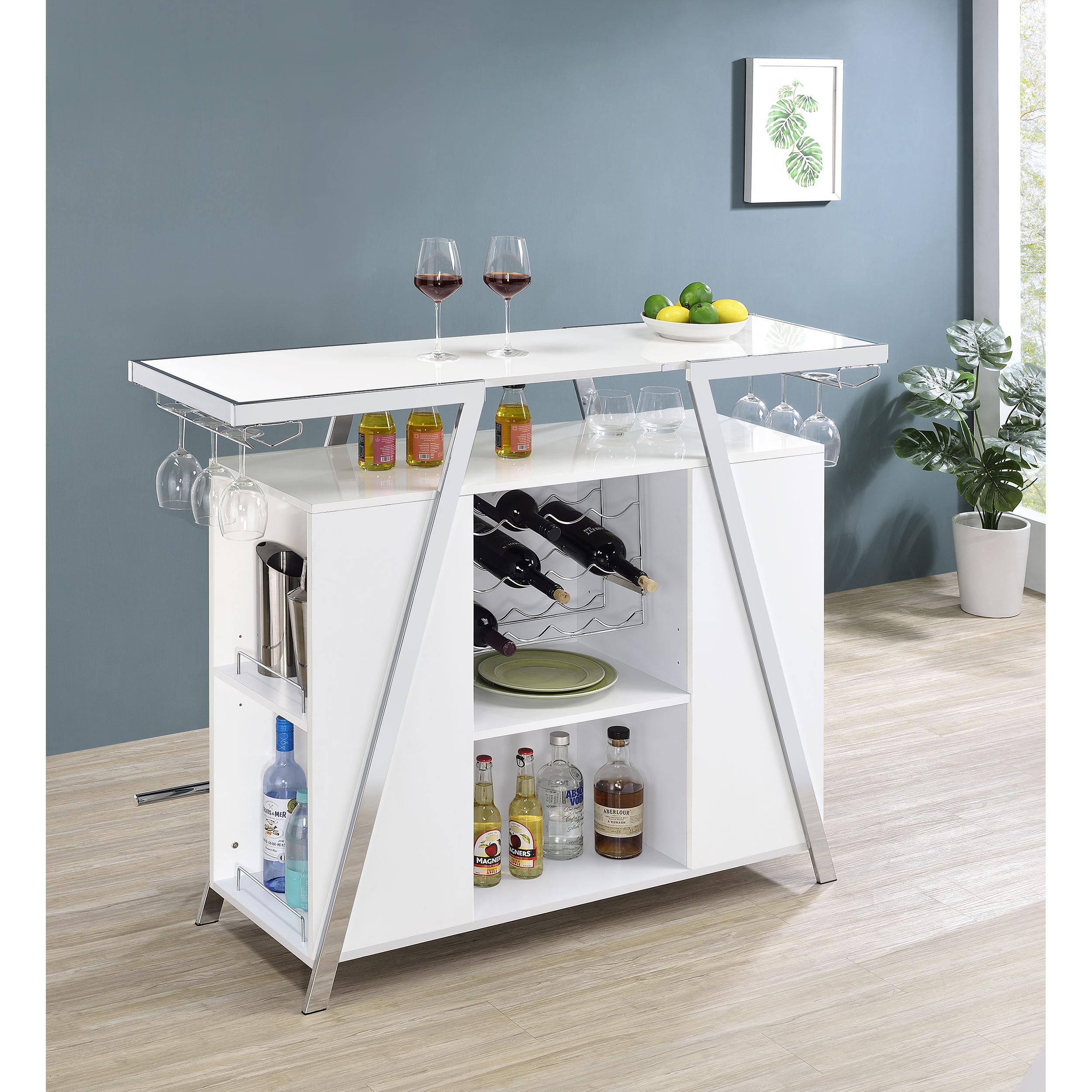 Coaster Furniture Araceli 182355 Freestanding LED Home Bar Cabinet - White High Gloss - Image 3