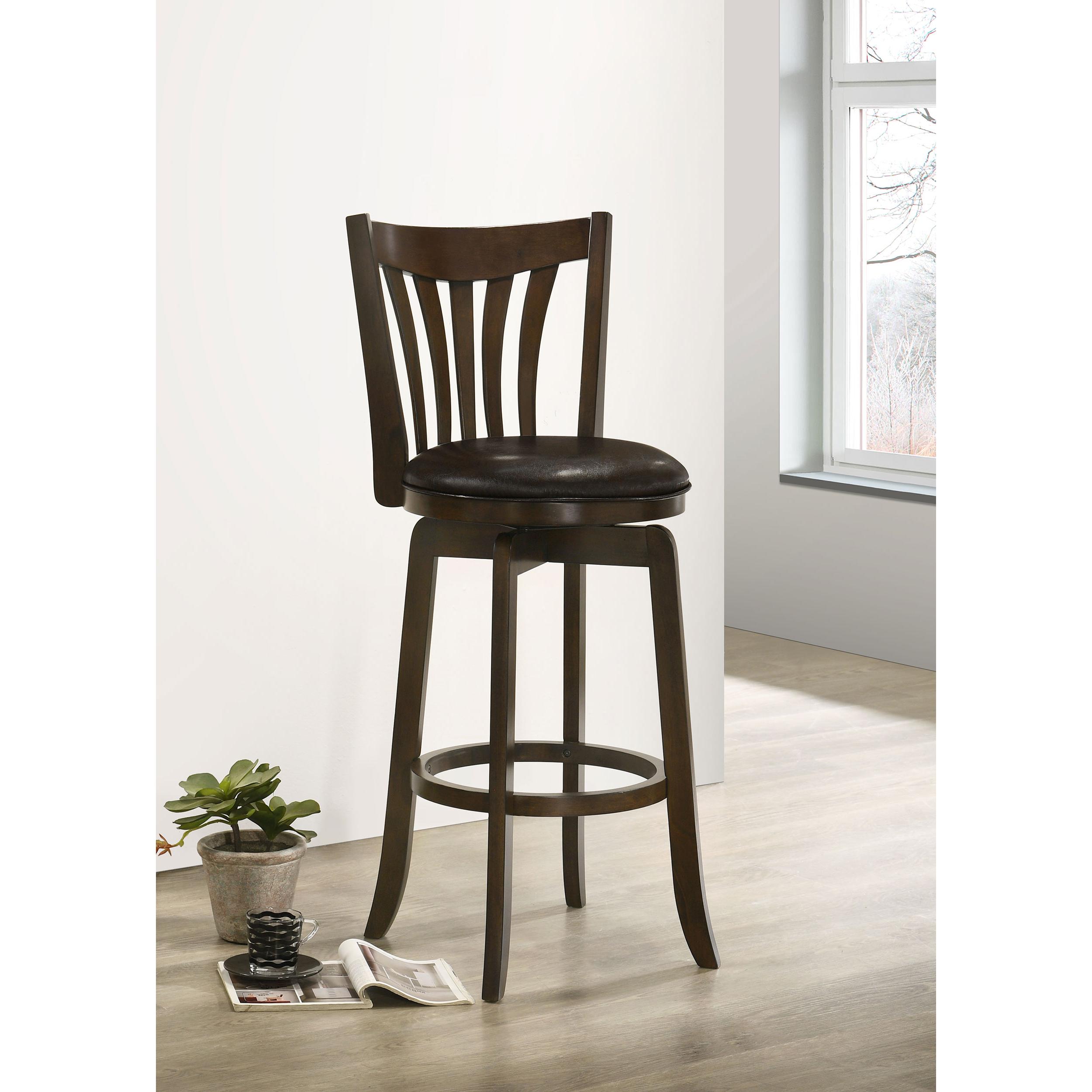 Coaster Furniture Lambert 182509 Wood Pub Height Swivel Bar Chair - Dark Cherry - Image 2