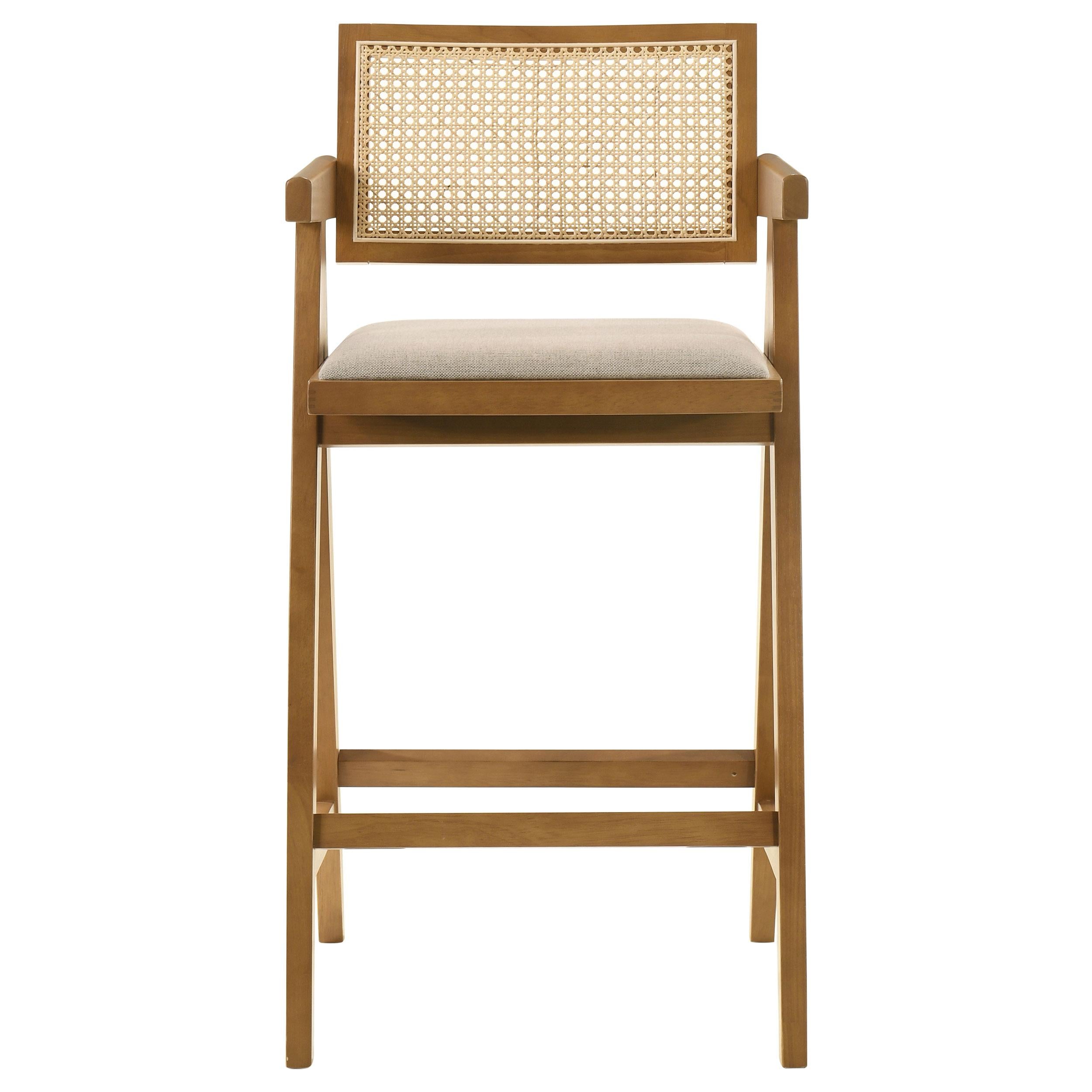 Coaster Furniture Kane 182677 Woven Rattan Wood Bar Chair - Light Walnut - Image 3