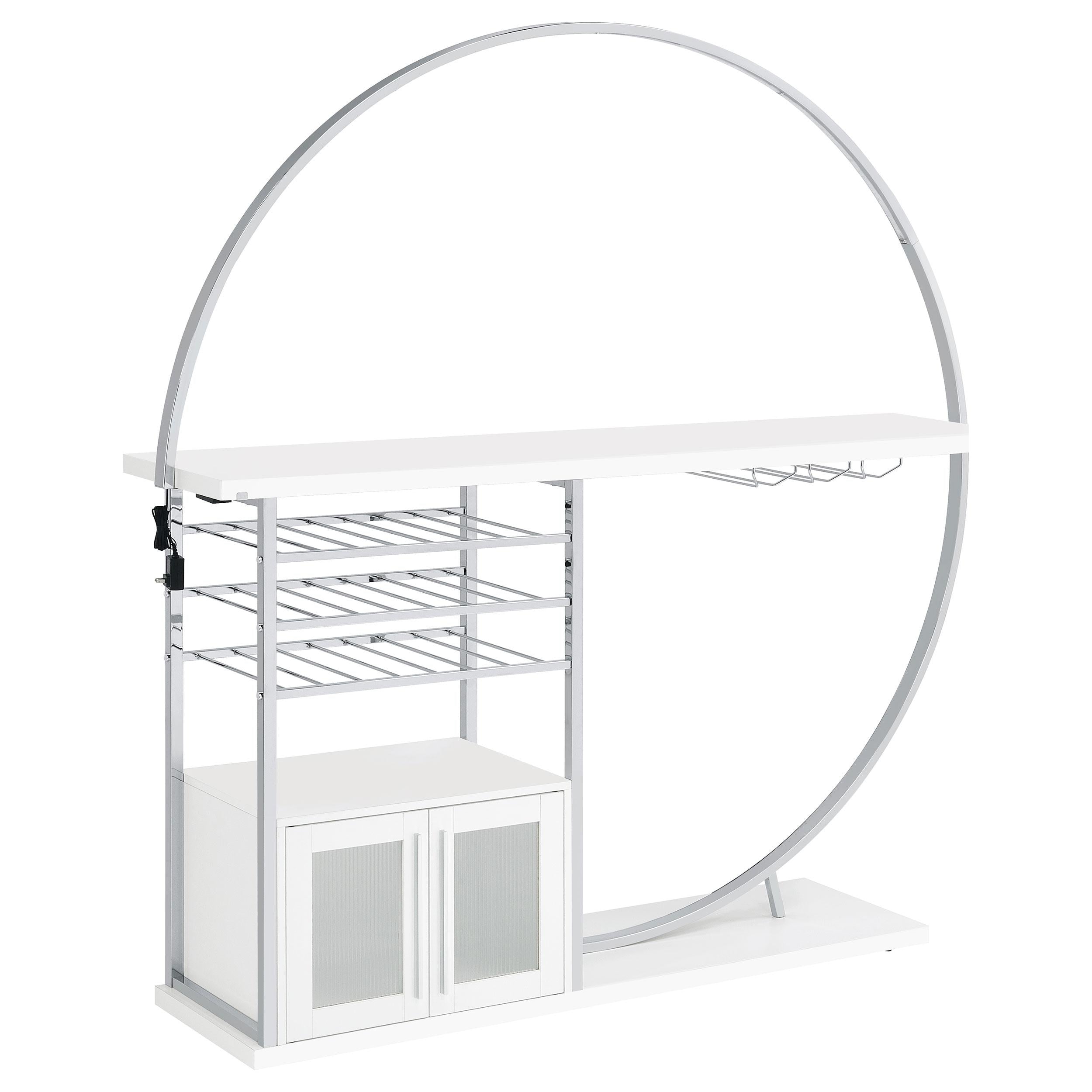 Coaster Furniture Risley 182798 2-door Circular LED Home Bar Cabinet – White High Gloss
