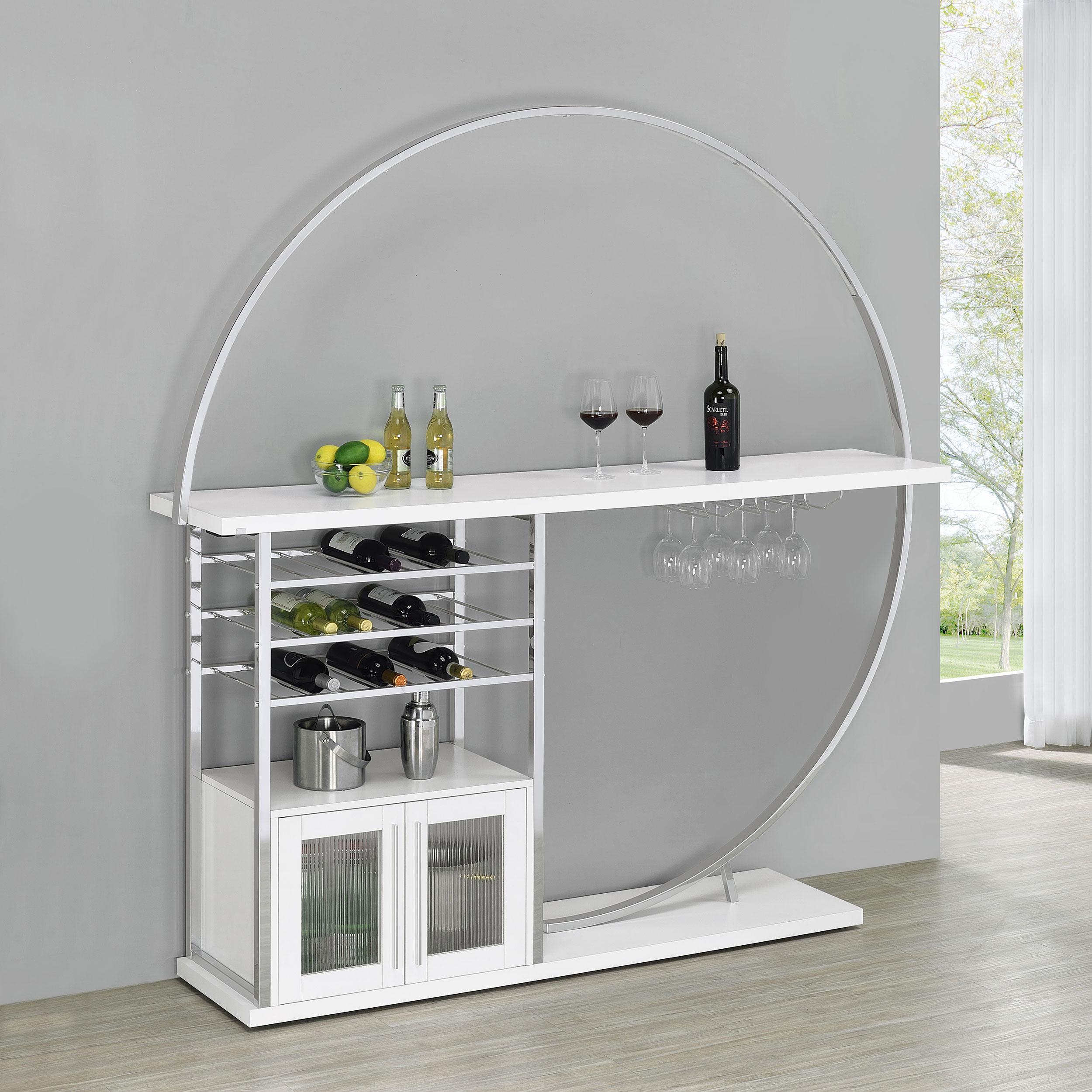 Coaster Furniture Risley 182798 2-door Circular LED Home Bar Cabinet - White High Gloss - Image 2