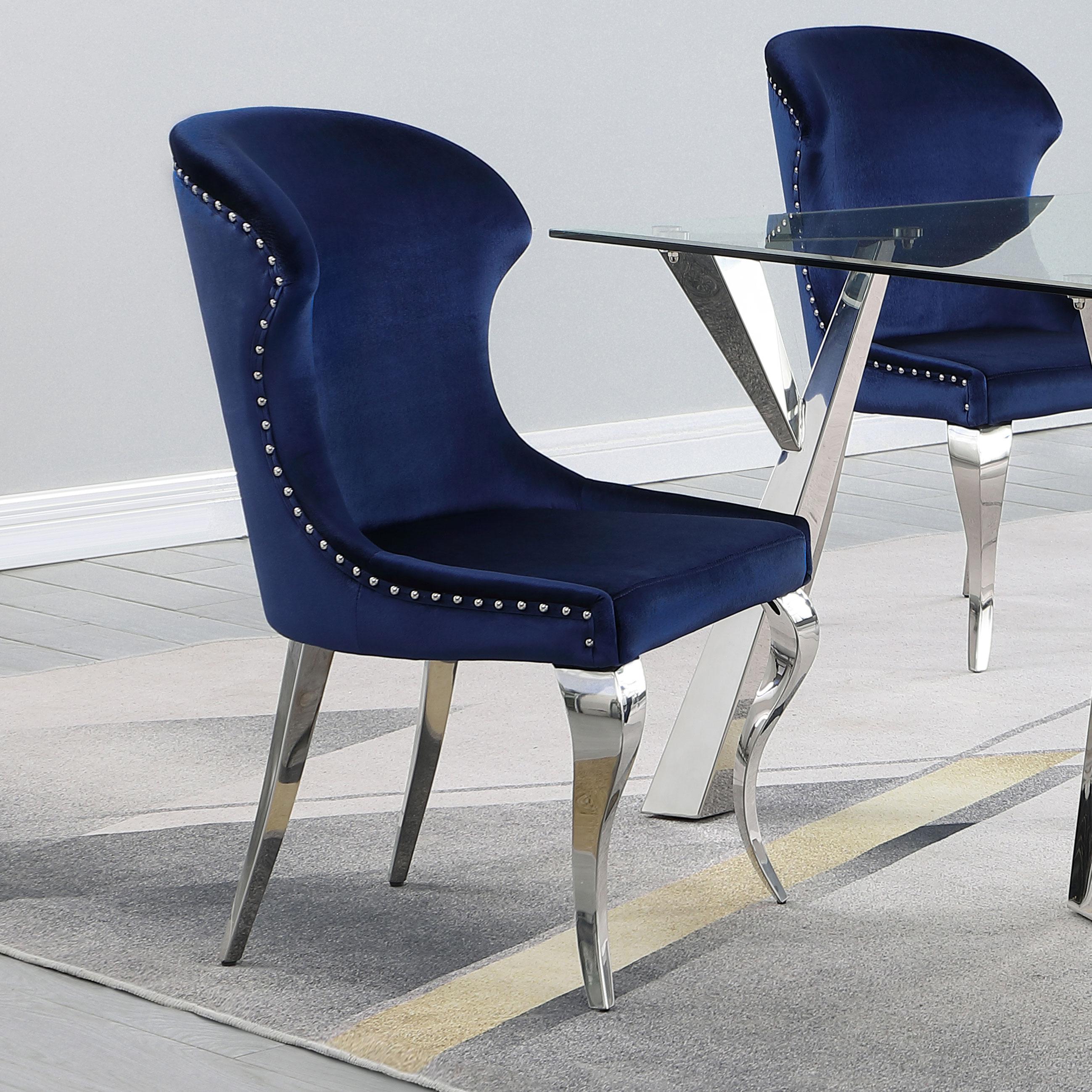 Coaster Furniture Cheyanne 190745 Upholstered Dining Side Chair - Ink Blue - Image 2