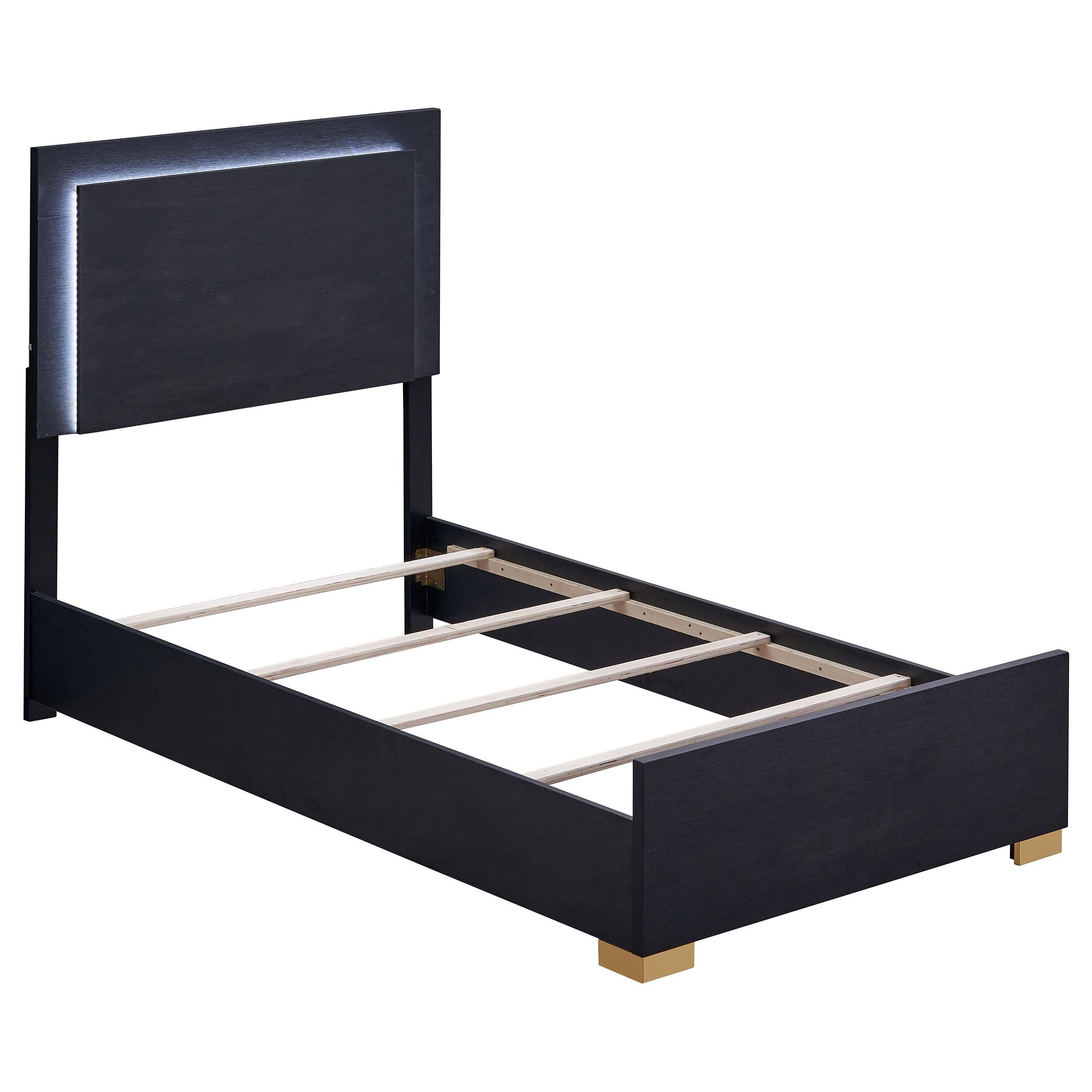 Coaster Furniture Marceline 222831T Wood Twin LED Panel Bed - Black - Image 1