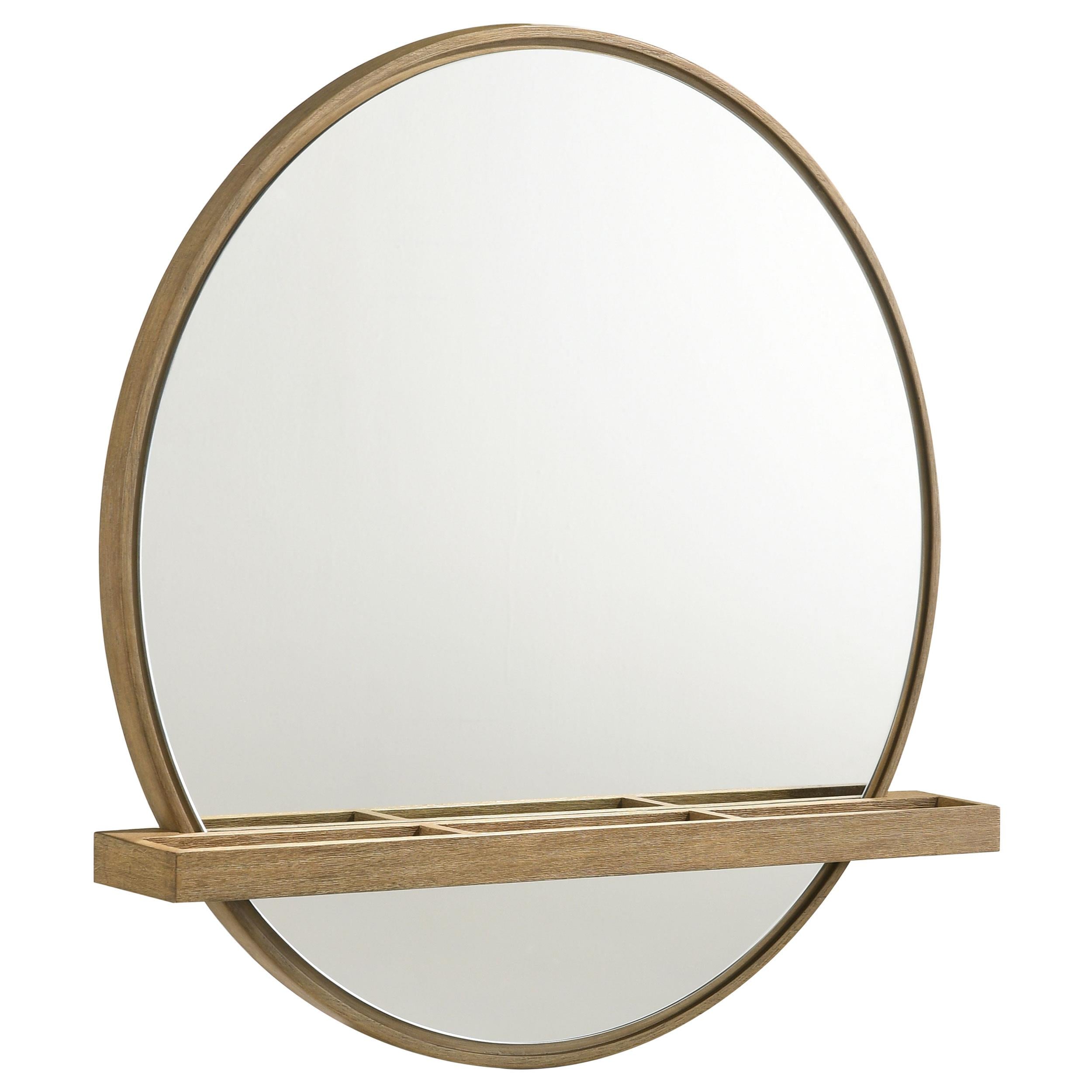 Coaster Furniture Arini 224308 Round Vanity Wall Mirror with Shelf – Sand Wash