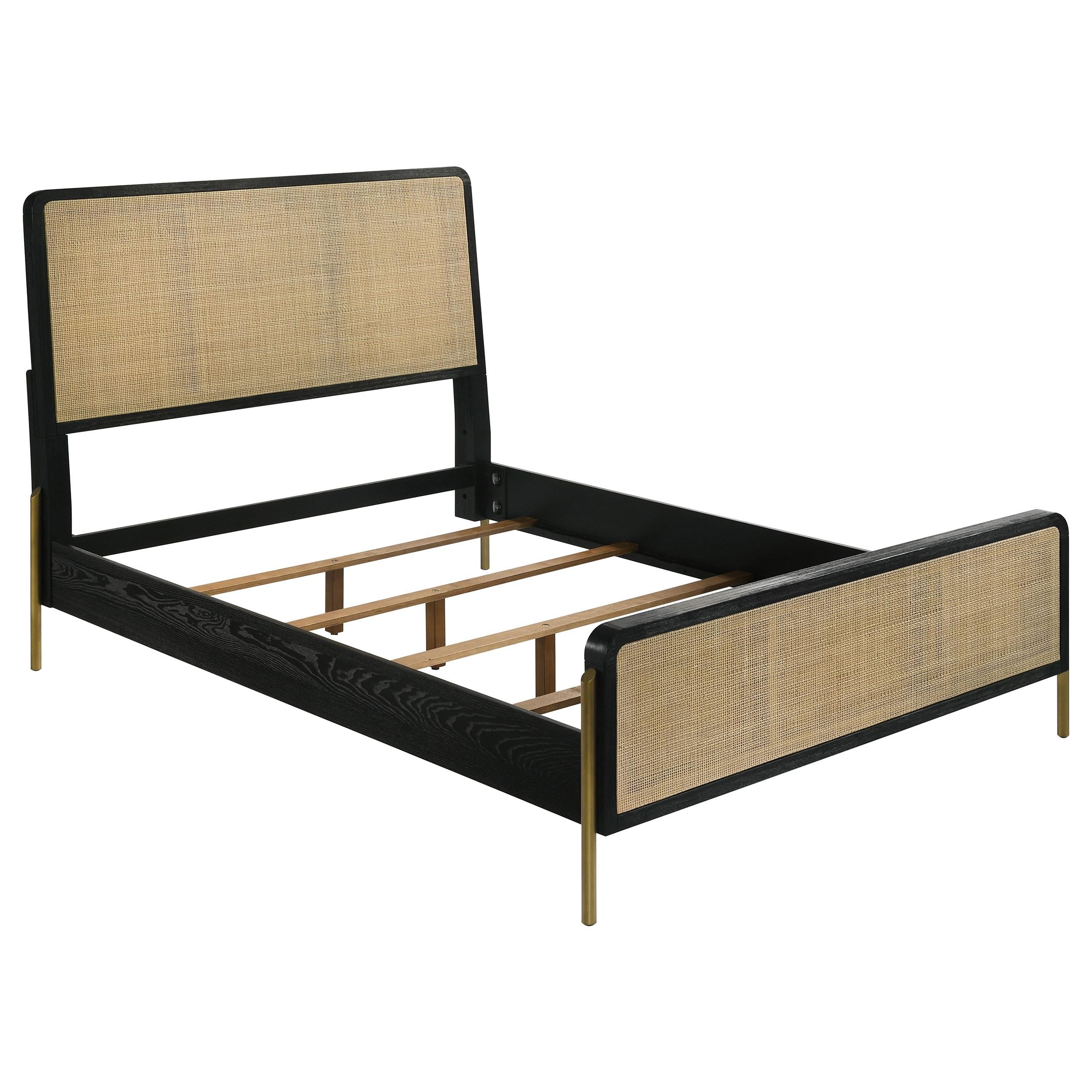 Coaster Furniture Arini 224330KE Rattan Eastern King Panel Bed - Black and Natural - Image 1