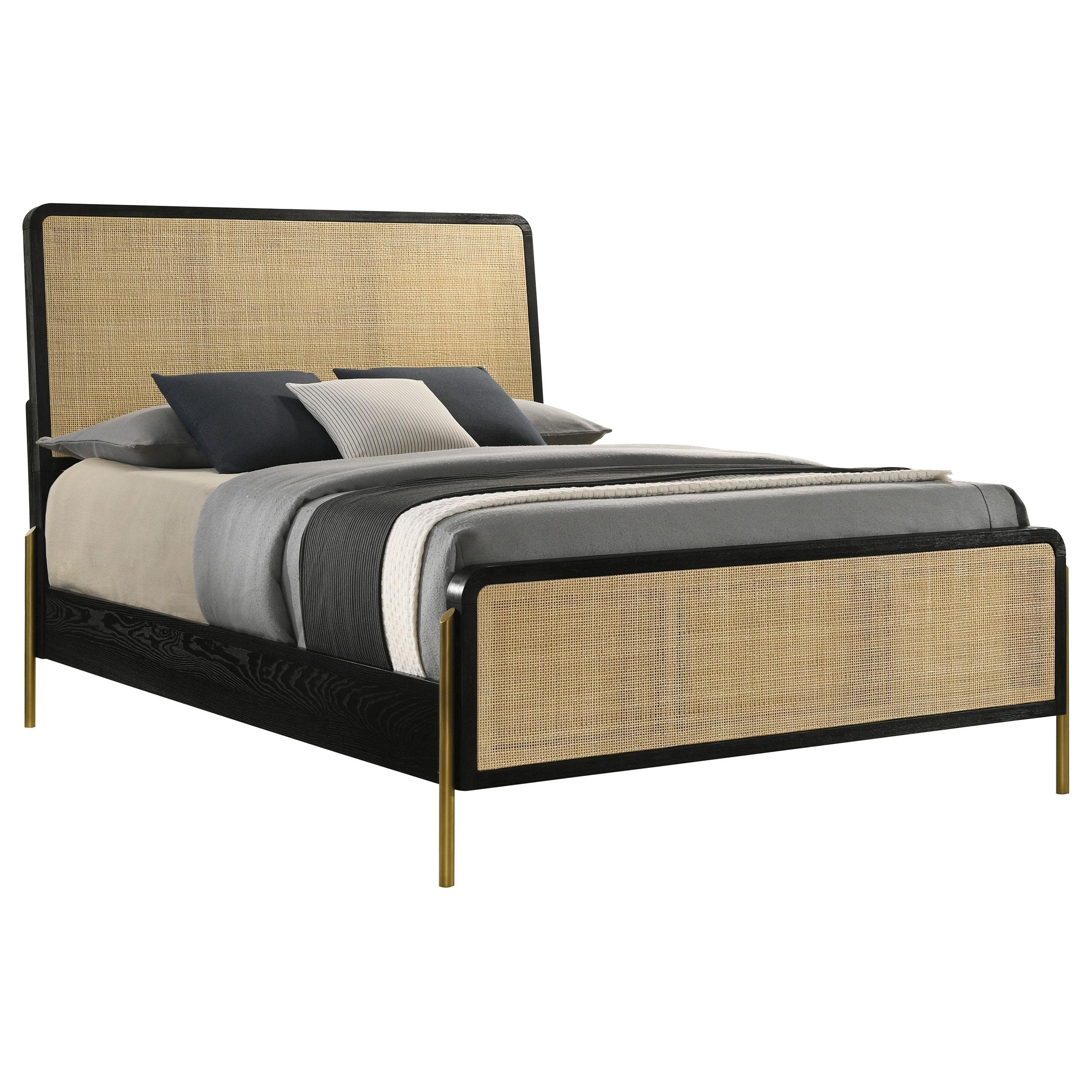 Coaster Furniture Arini 224330KE Rattan Eastern King Panel Bed - Black and Natural - Image 3