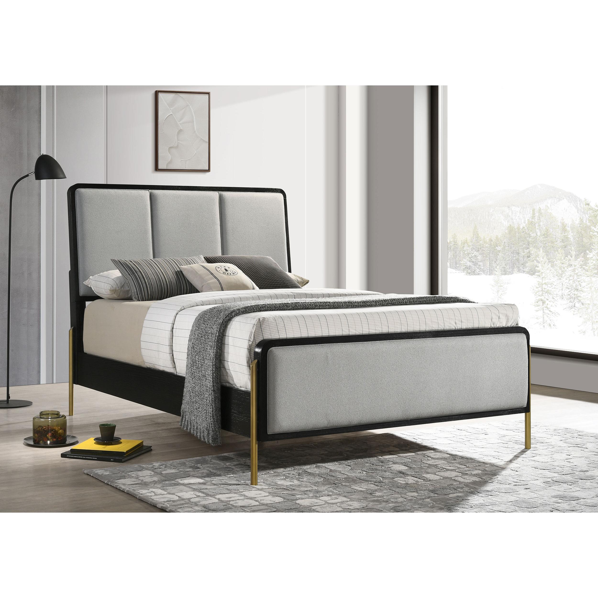 Coaster Furniture Arini 224331KE Upholstered Eastern King Panel Bed - Black and Grey - Image 2