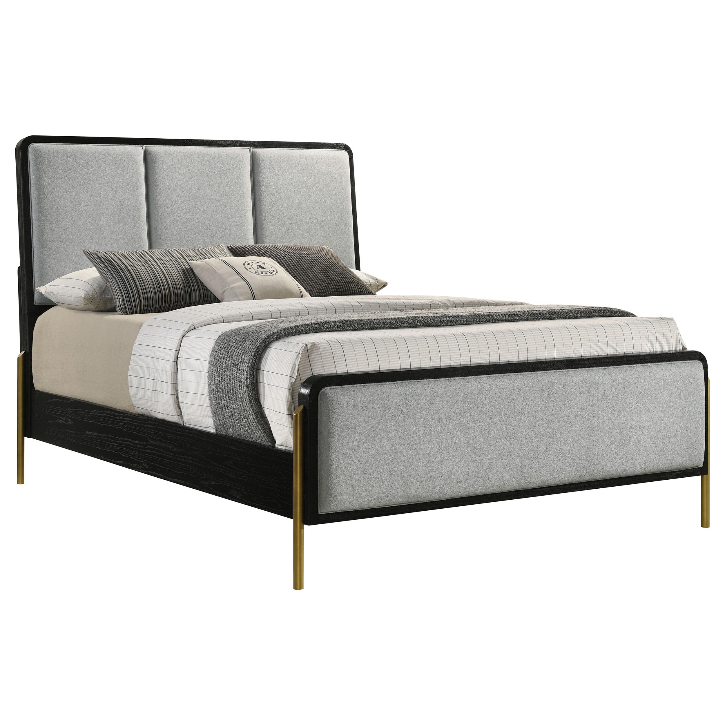 Coaster Furniture Arini 224331KE Upholstered Eastern King Panel Bed - Black and Grey - Image 3