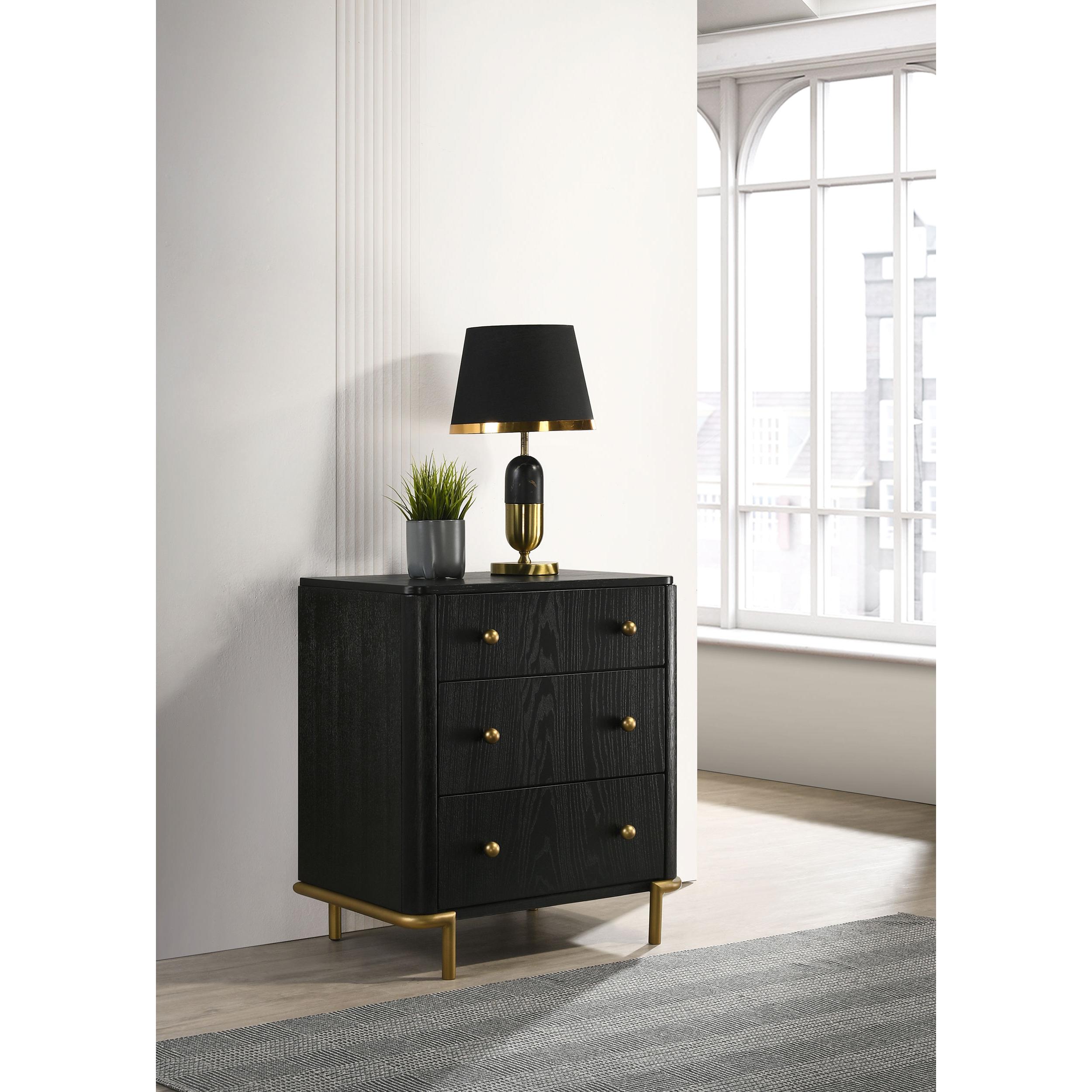 Coaster Furniture Arini 224332 3-Drawer Nightstand - Black - Image 2