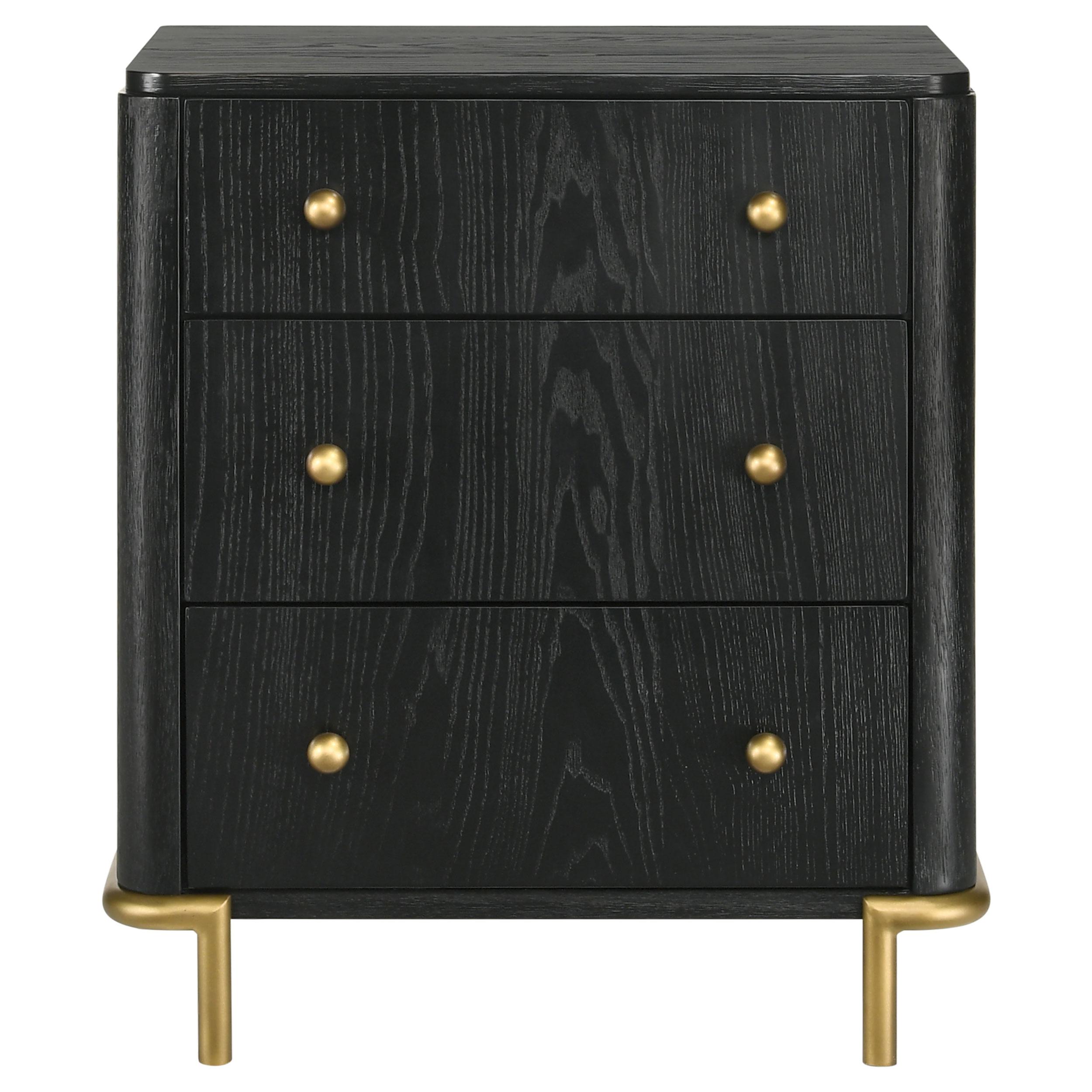 Coaster Furniture Arini 224332 3-Drawer Nightstand - Black - Image 3