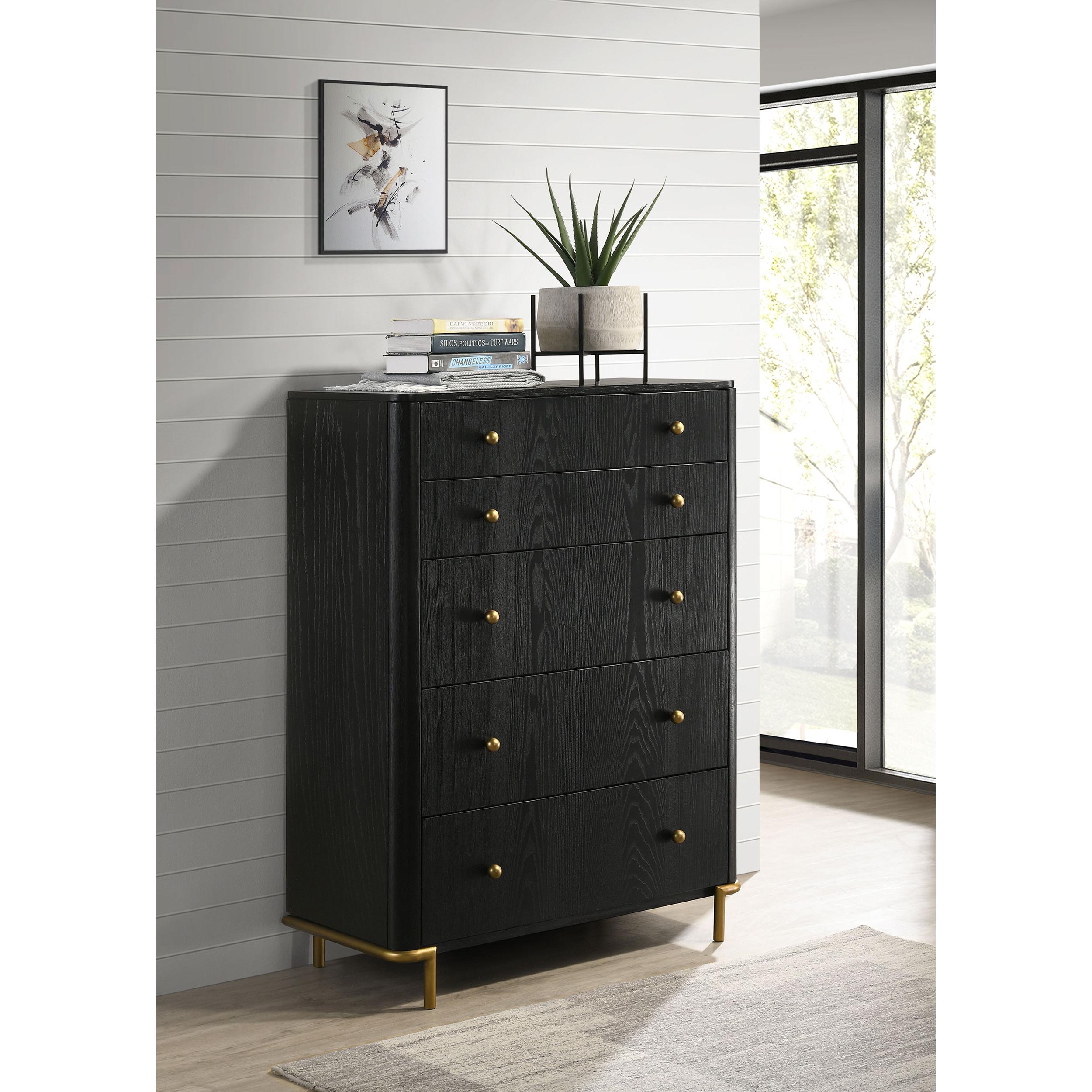 Coaster Furniture Arini 224335 5-Drawer Bedroom Chest - Black - Image 2