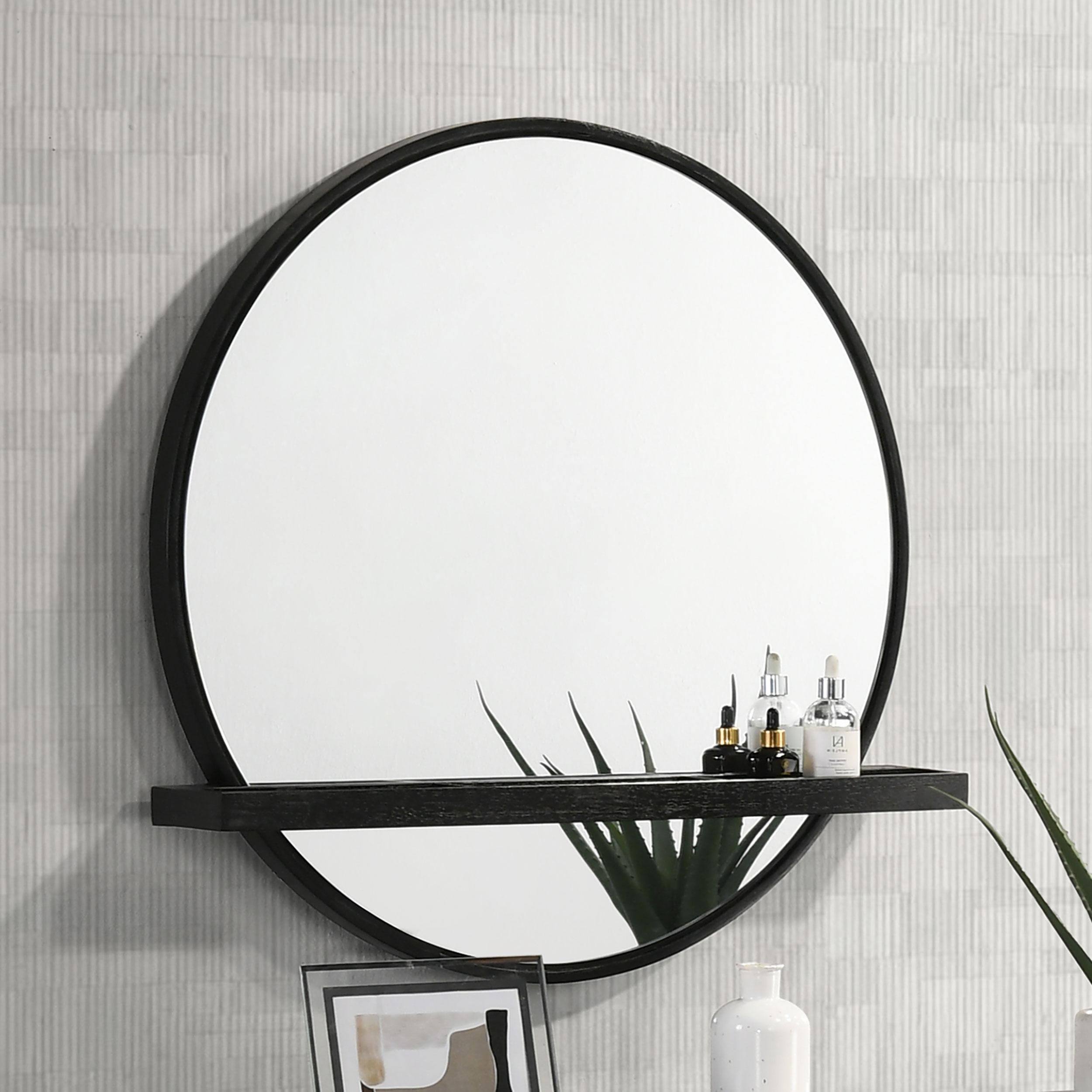 Coaster Furniture Arini 224338 Round Vanity Wall Mirror with Shelf - Black - Image 2