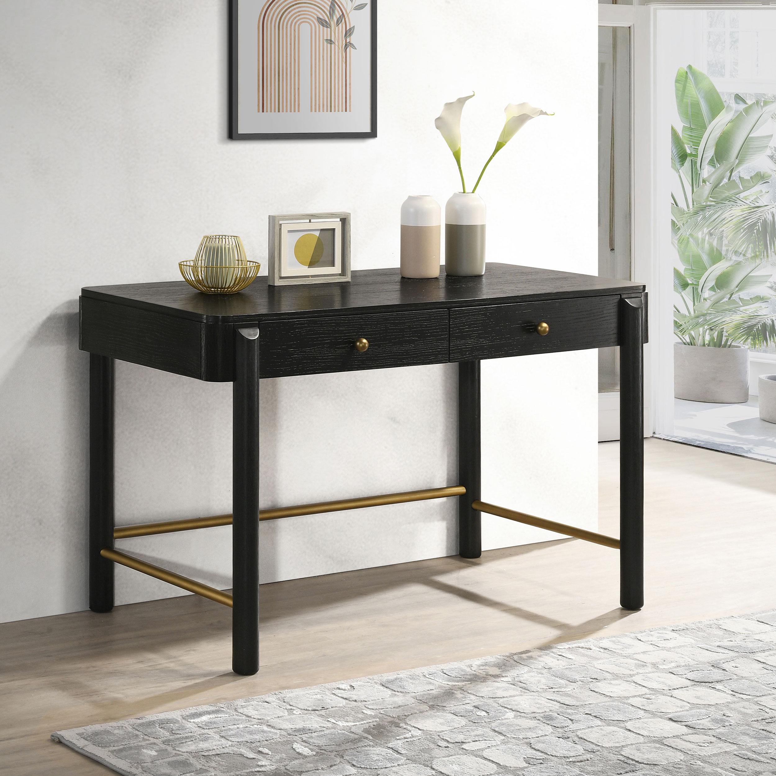 Coaster Furniture Arini 224337 2-Drawer Vanity Desk Makeup Table - Black - Image 2