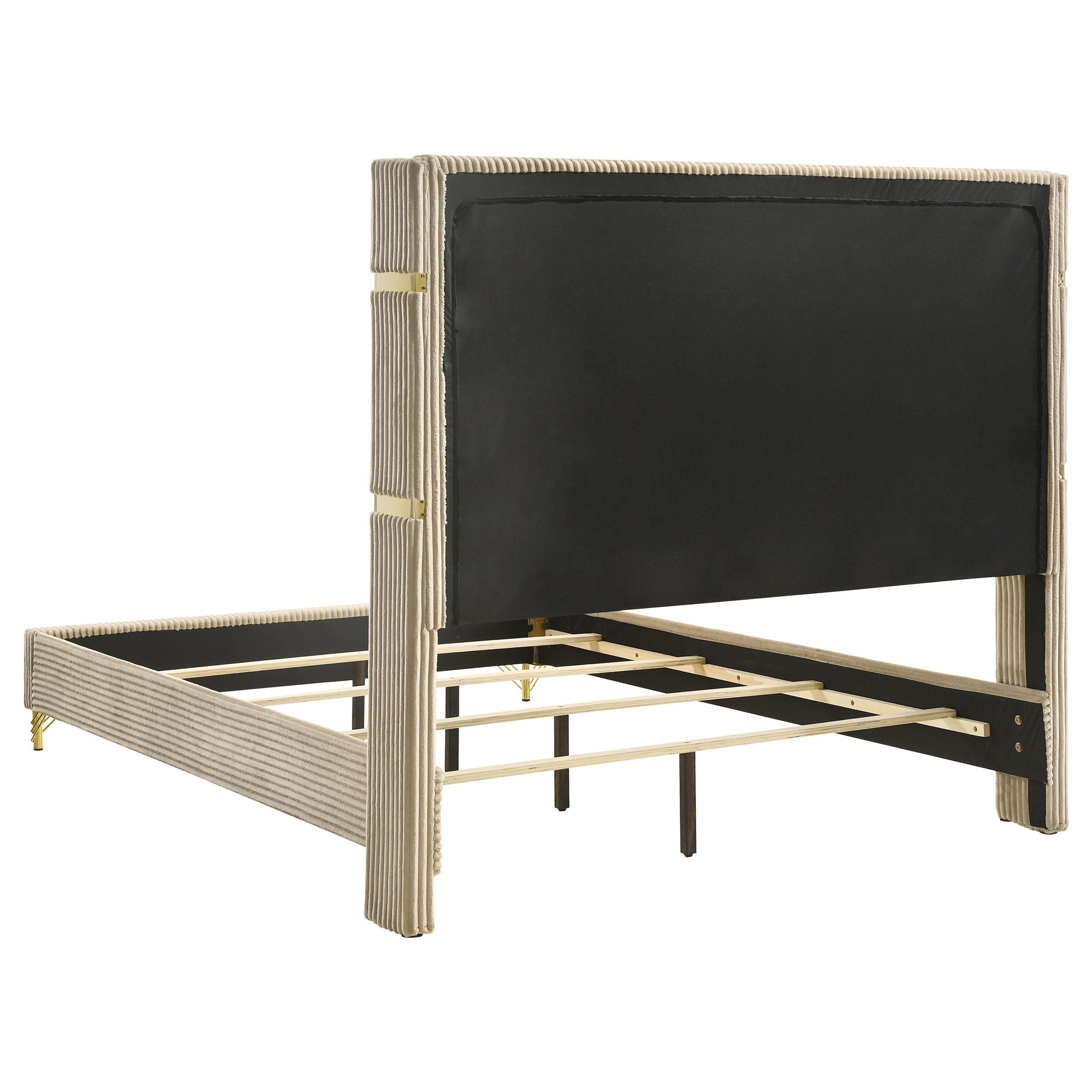 Coaster Furniture Lucia 224731KE 61-inch Upholstered Eastern King Wingback Bed - Beige - Image 3