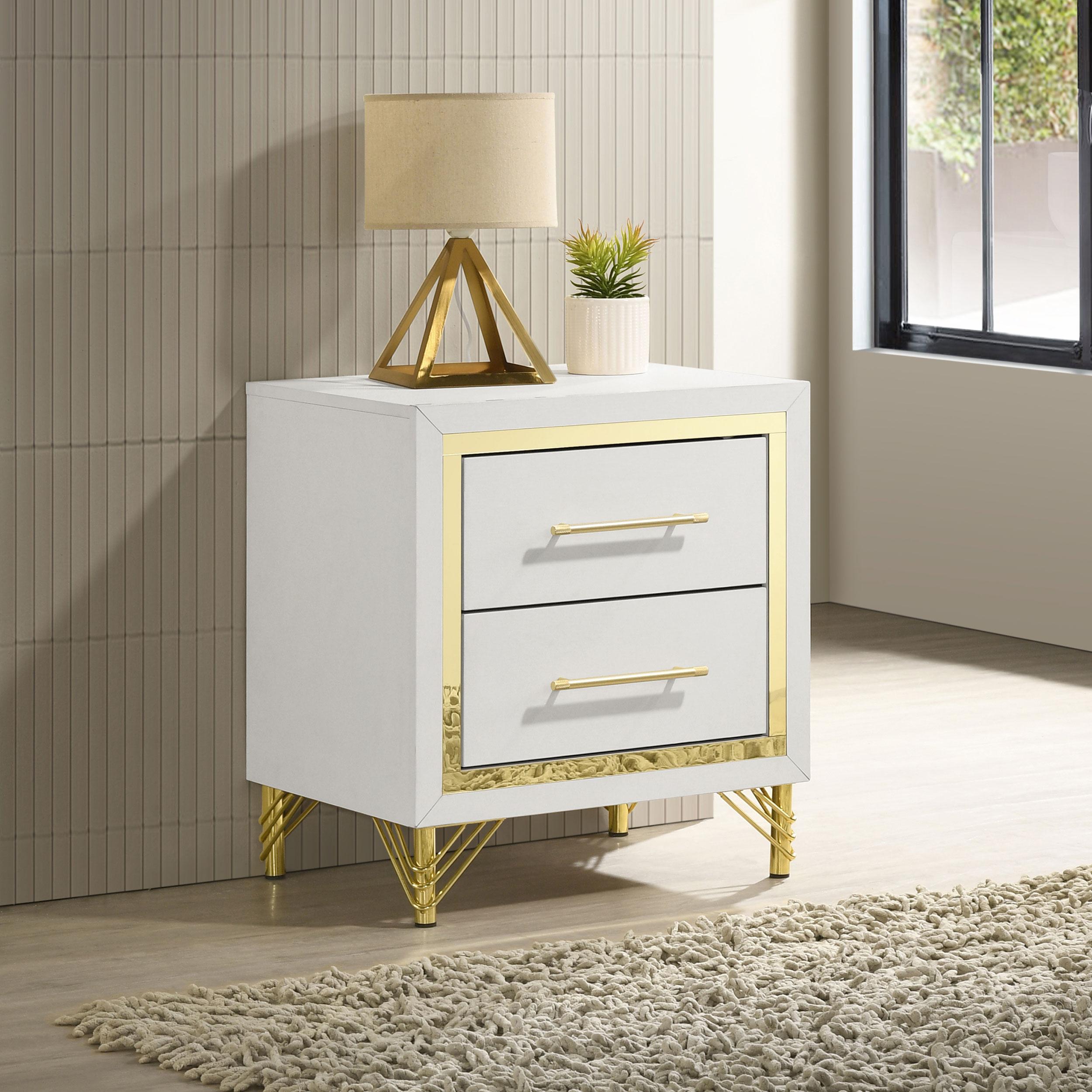 Coaster Furniture Lucia 224732 2-Drawer Nightstand Bedside Table - White - Image 2